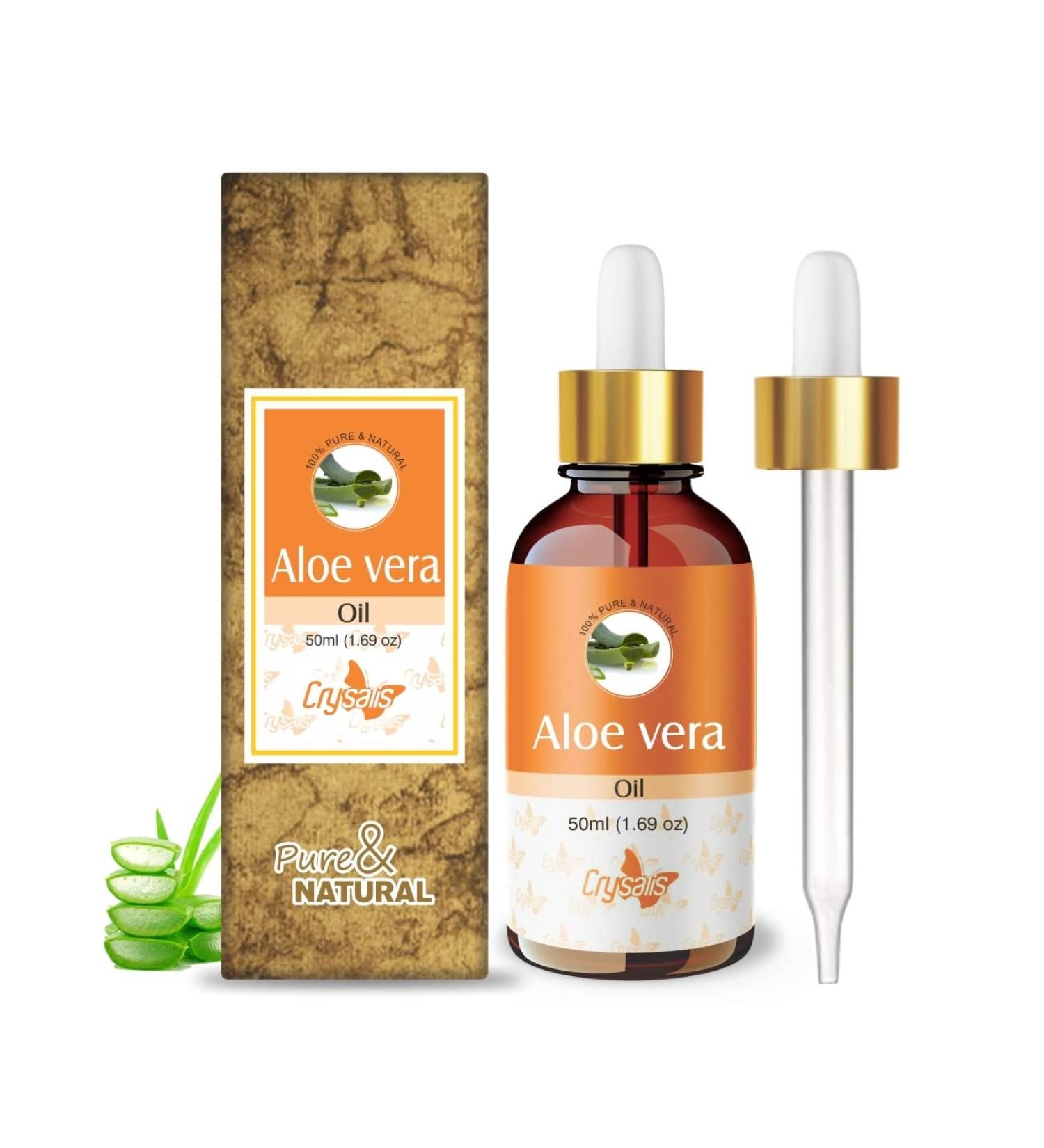 BEMT Aloe Vera (Aloe Barbadensis) Oil 100% Pure & Natural Organic Essential Oil for Skin & Hair Care Moisturizing & Nourishing 50ml with Dropper