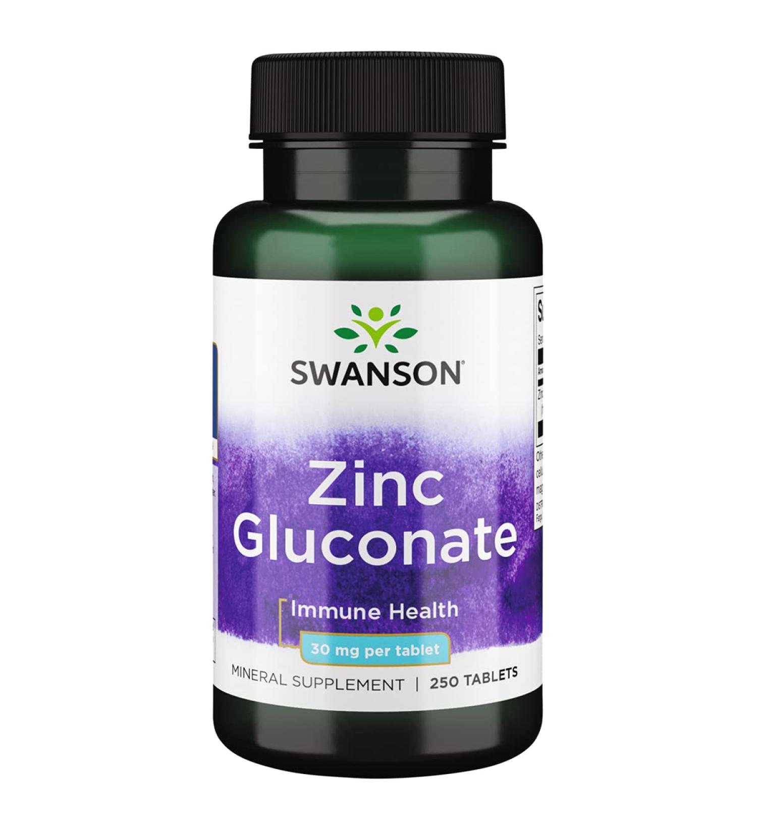 Swanson Zinc Gluconate - 250 Tablets 30mg - Prostate, Vision & Immune Support - Buy Online on GoSupps.com