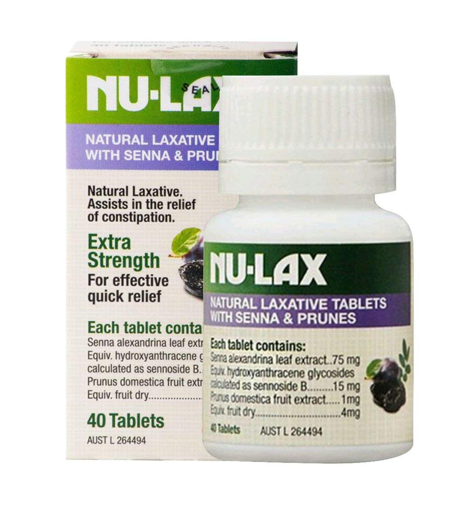 Nulax Natural Laxative Tablets with Senna and Prunes 40 Tablets