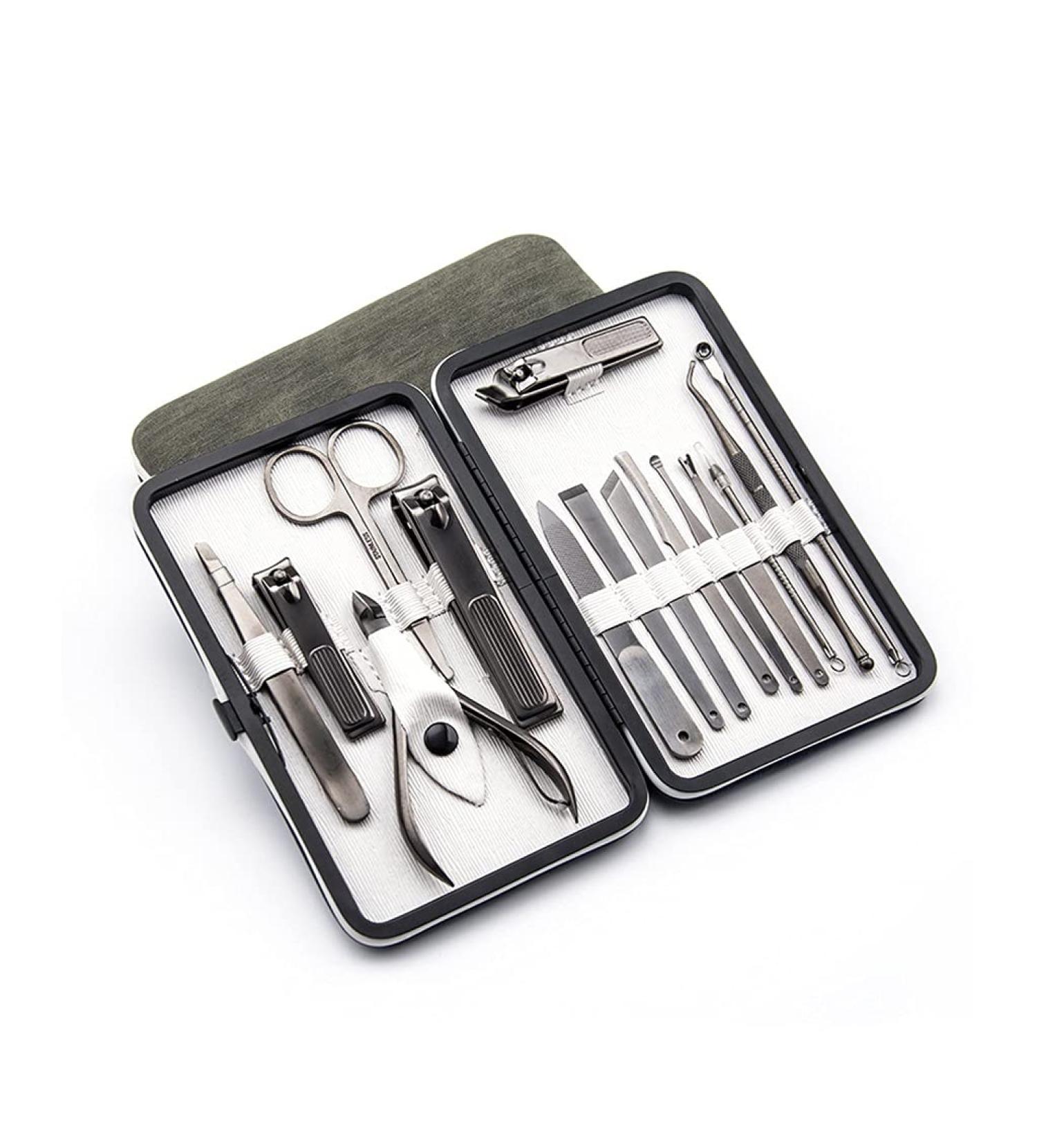 Nail Clippers Set Durable and Portable Stainless Steel Nail Clippers Set Nail Clippers Pedicure Suitable for Gift Gray 15 Pieces Grey - Buy Online on GoSupps.com