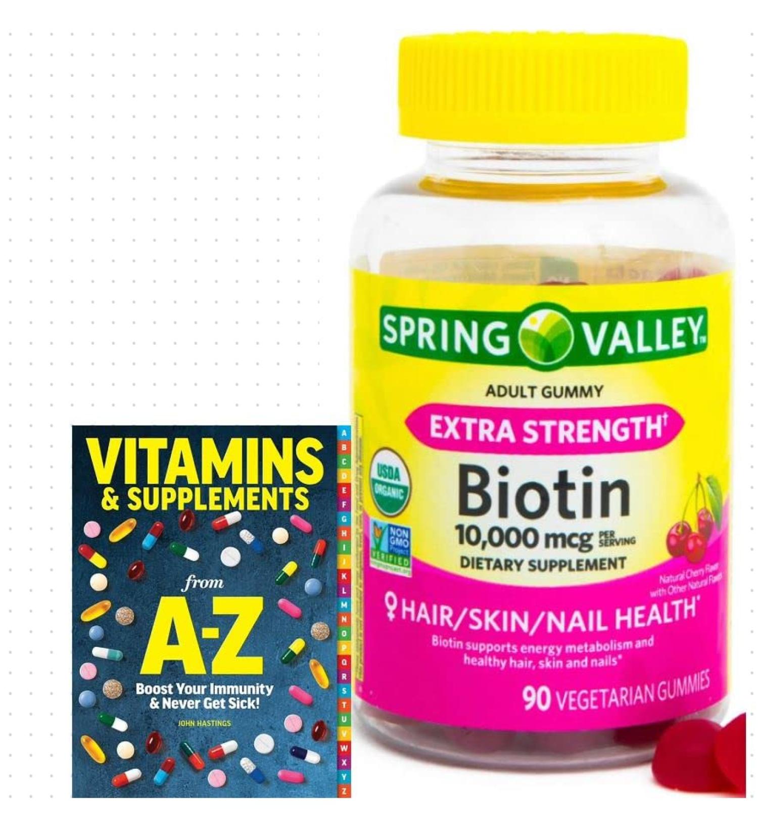 Spring Valley Biotin 10,000mcg Vegetarian Gummy Supplement 90ct + Better Guide - Vitamins & Supplements - Buy Online on GoSupps.com