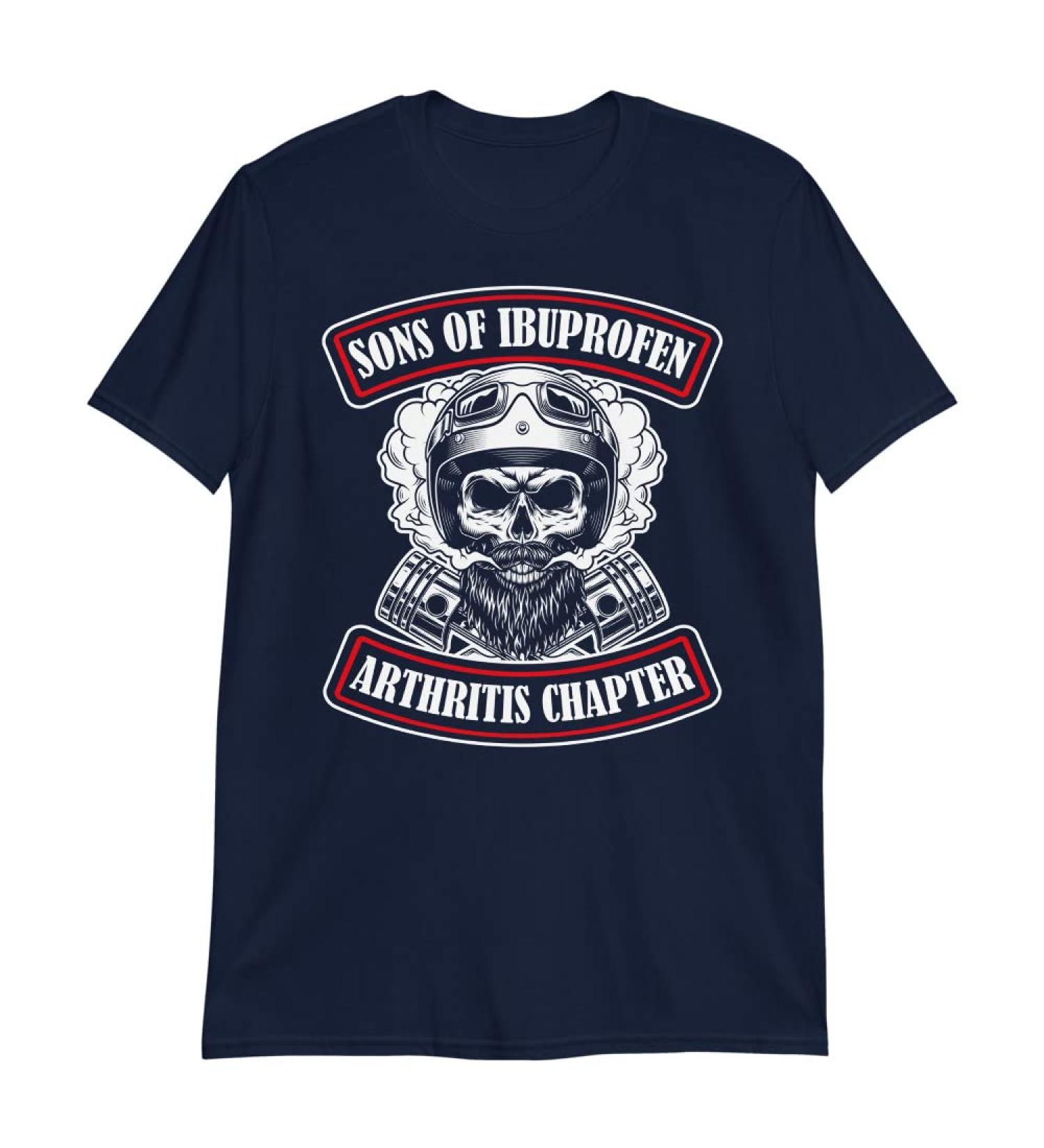 Sons with Arthritis Ibuprofen Chapter Sons of Ibuprofen Arthritis Chapter Funny Biker Skull Motorcycle Short-Sleeve Unisex T-Shirt 3XL Navy