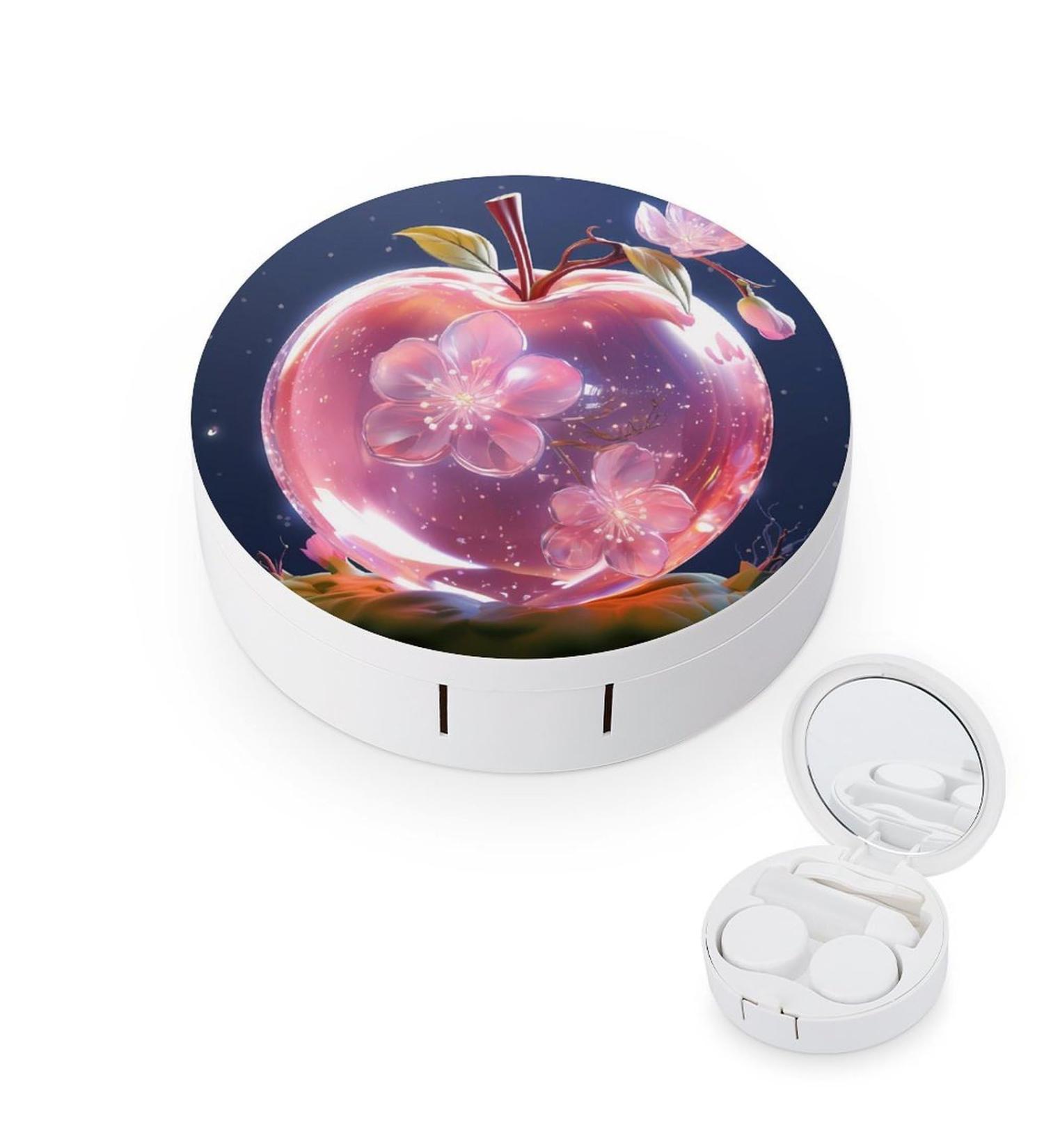 Crystal Apples Contact Lens Case with Mirror - Cute Portable Travel Kit for Eye Contact Lenses - Buy Online on GoSupps.com