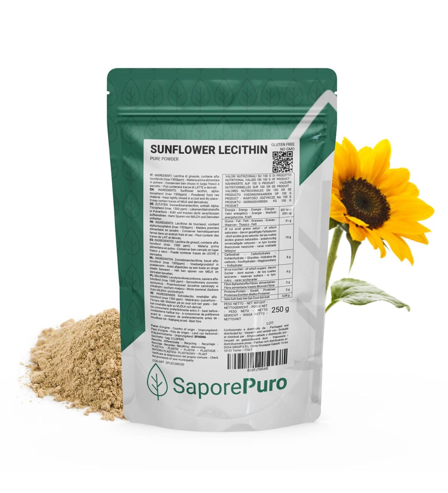 Buy Sunflower Lecithin Powder - 250 GR | Premium Quality Sunflower Lecithin for Health & Wellness | International Shipping Available - Buy Online on GoSupps.com