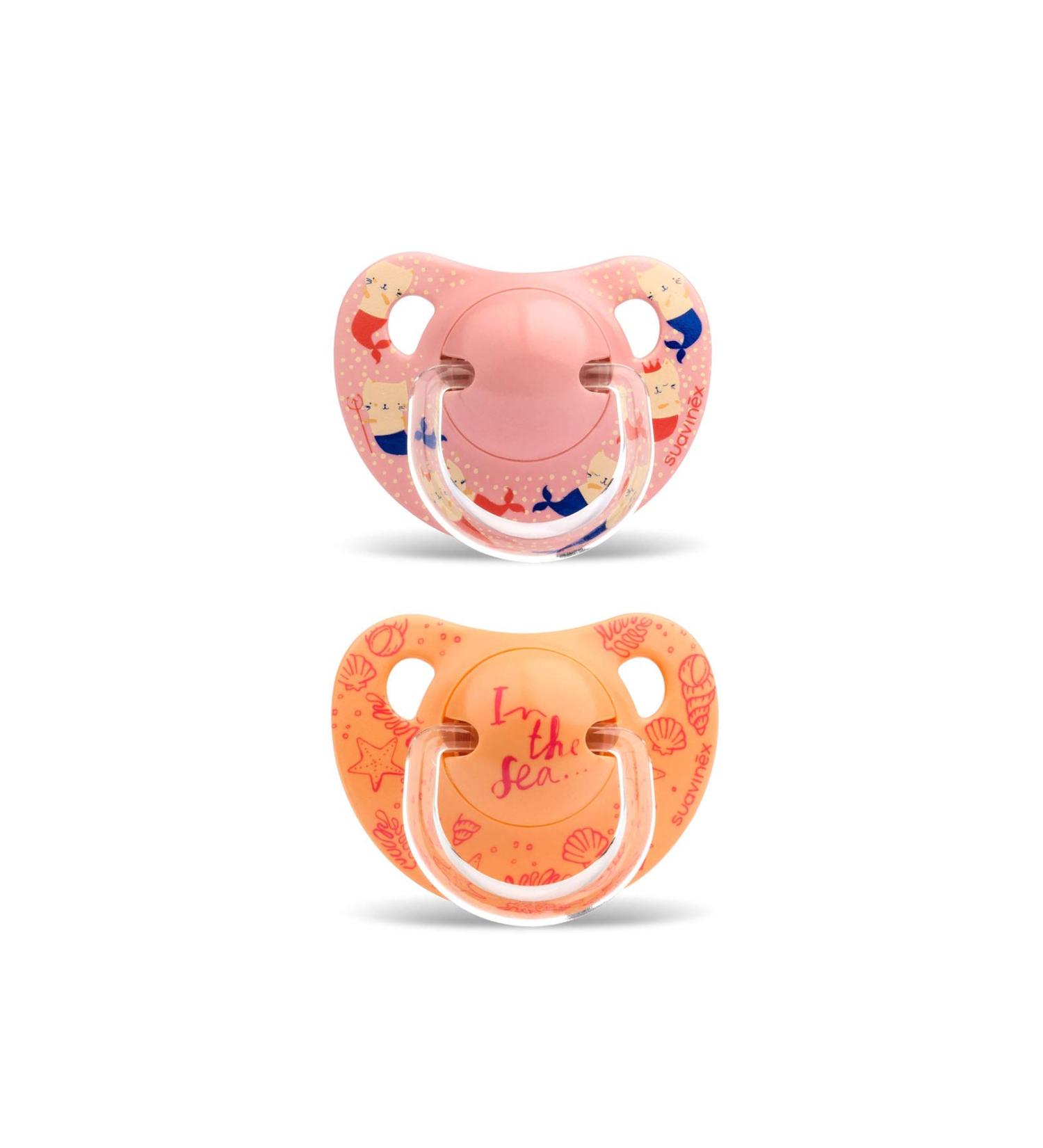 Suavinex Anatomical Silicone Pacifiers Pack of 2 (6-18 Months) - Pink & Orange 0% Bisphenol Sea Design - International Shipping - Buy Online on GoSupps.com