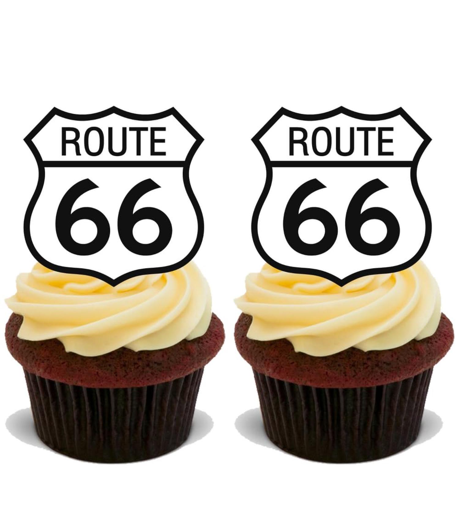 15x ROUTE 66 USA Premium Edible Stand Up Rice Wafer Cake Toppers D1 ROAD SIGNS