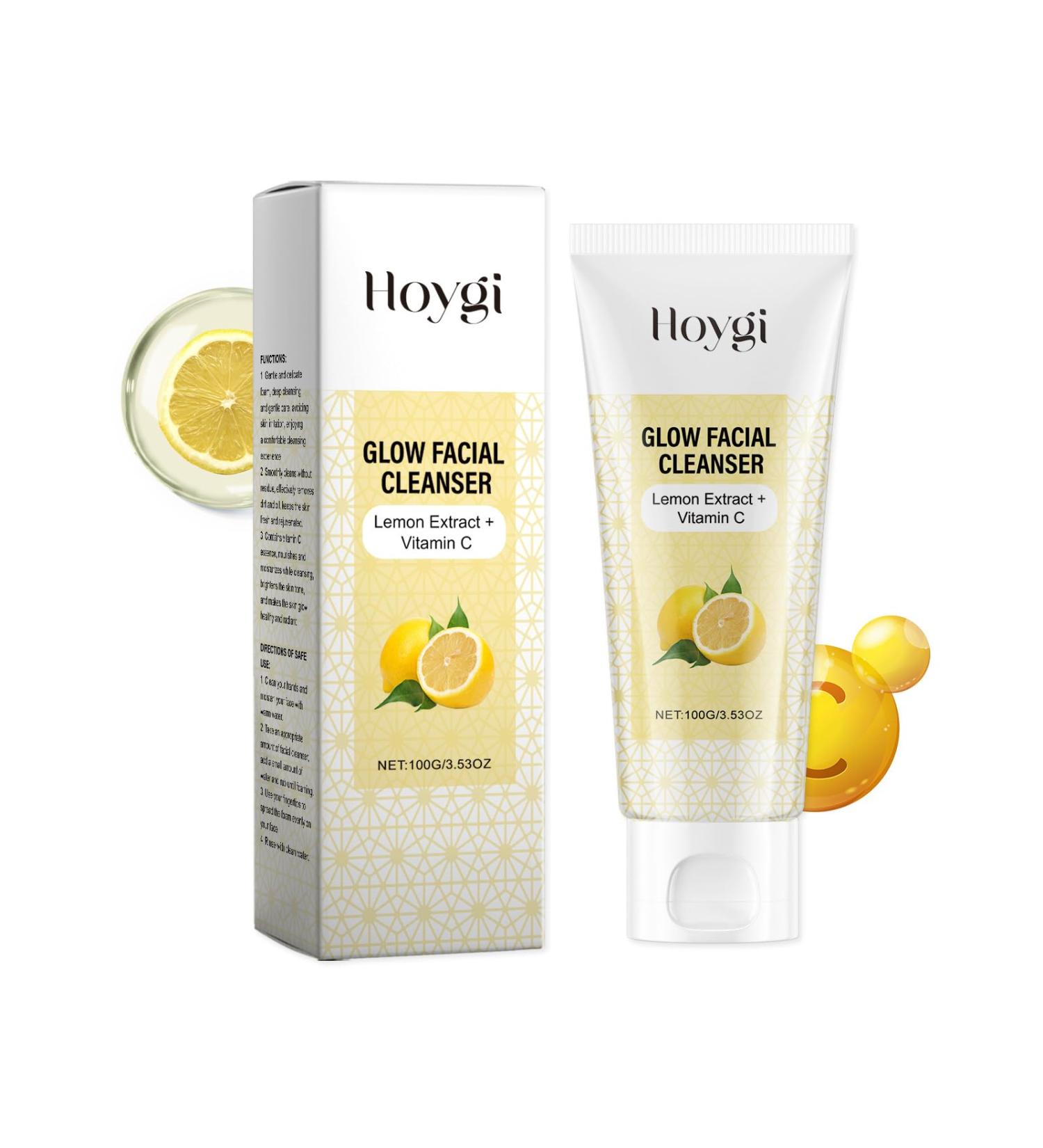 HOYGI Glow Facial Cleanser with Lemon Extract and Vitamin C Brightening Face Wash 100G/3.53OZ with Centella Asiatica Extract - Buy Online on GoSupps.com