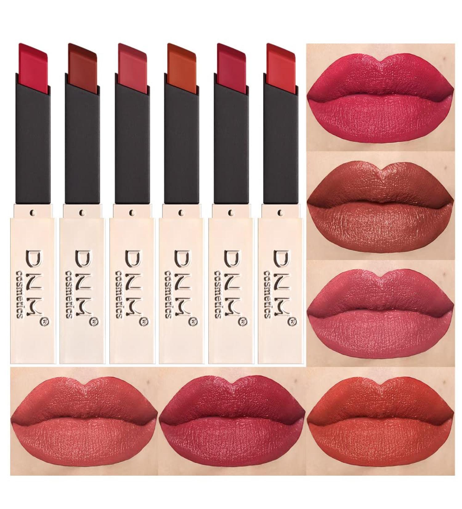 DNM 6Pcs Red Silky Velvet Matte Lipstick Set for Women - Long Lasting, Waterproof Maroon Lipstick - 24 Hours Color Stay - 6 Count Pack - Buy Online on GoSupps.com