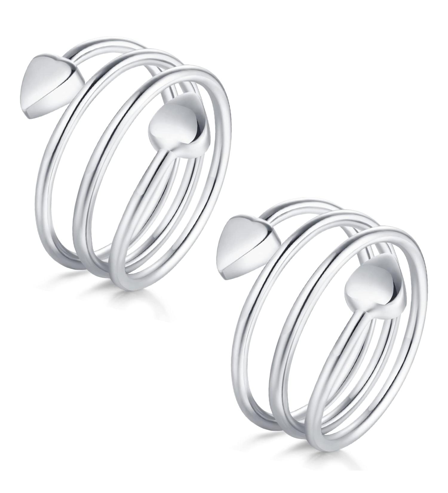 Jecanori Adjustable Copper Magnetic Lymphatic Drainage Rings - Silver Love Heart Gift - Buy Online on GoSupps.com