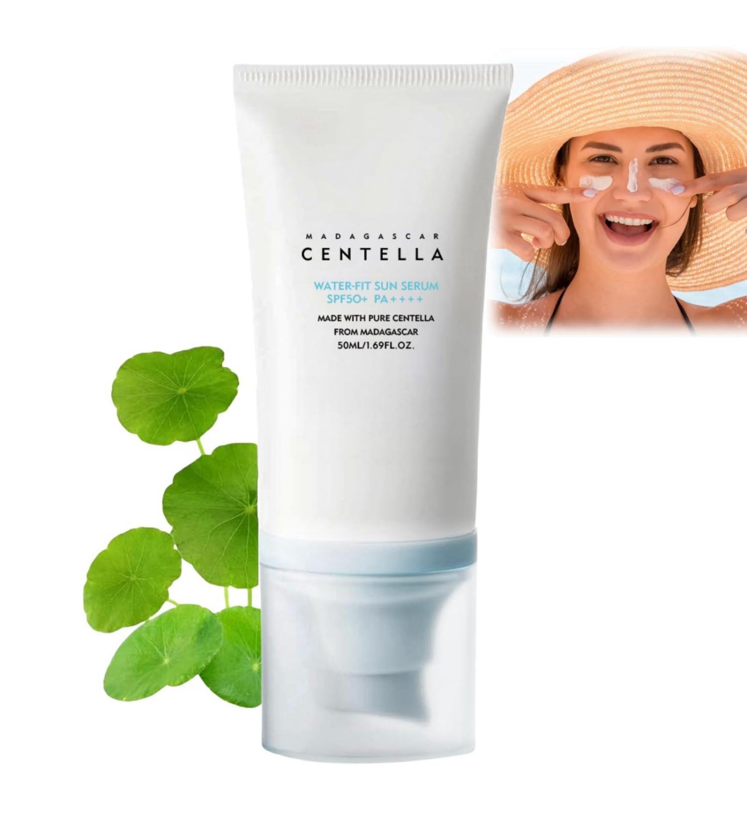 Centella Sunscreen SPF 50 PA++++ Madagascar Centella Sun Cream Water-Fit Sun Serum Sunscreen SPF 50 Face Moisturiser Hydrating Sunscreen UV Defense Refreshing Korean Sunscreen Sunscreen Oily Skin - Buy Online on GoSupps.com