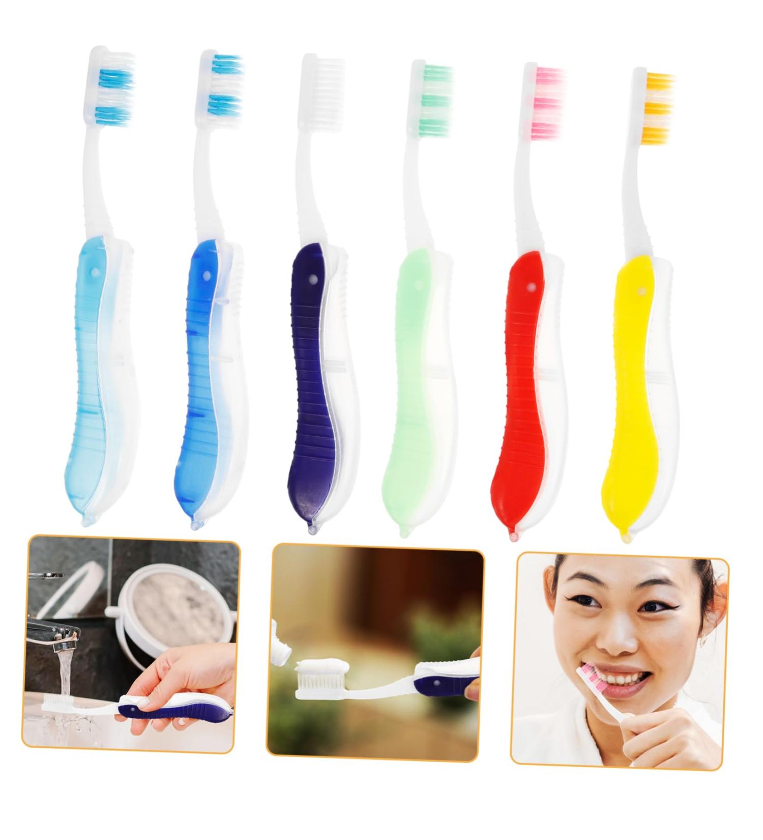Genetic Foldable Toothbrush Set - 6 Pieces Travel-Friendly & Practical Teeth Cleaning Accessories for Home & Hotels - Buy Online on GoSupps.com