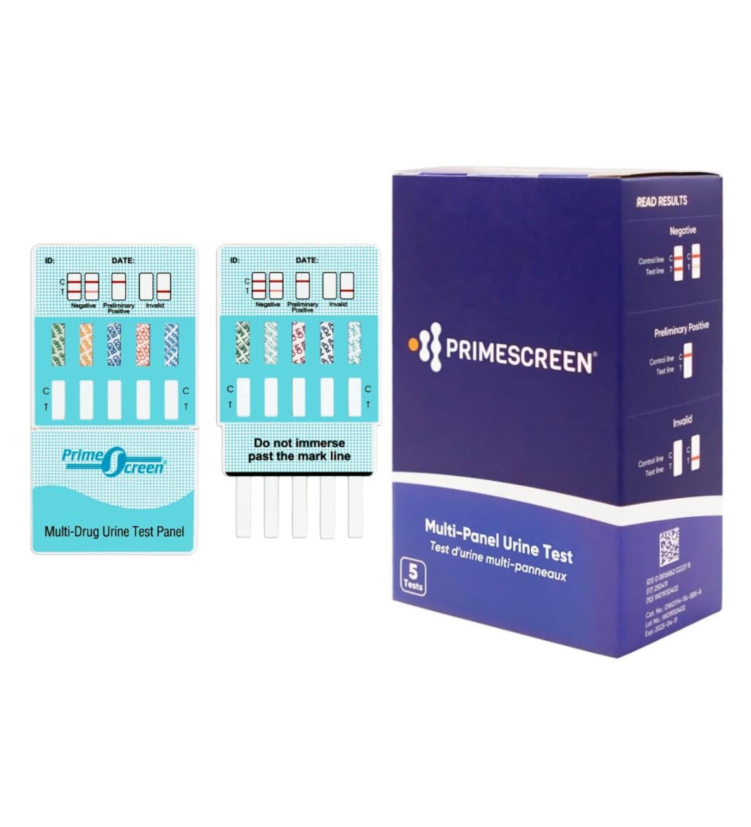 Prime Screen 10 Panel Urine Drug Test Kit - (THC BZO MET PCP MTD AMP BAR COC OPI MDMA) - 5 Pack  - Buy Online on GoSupps.com