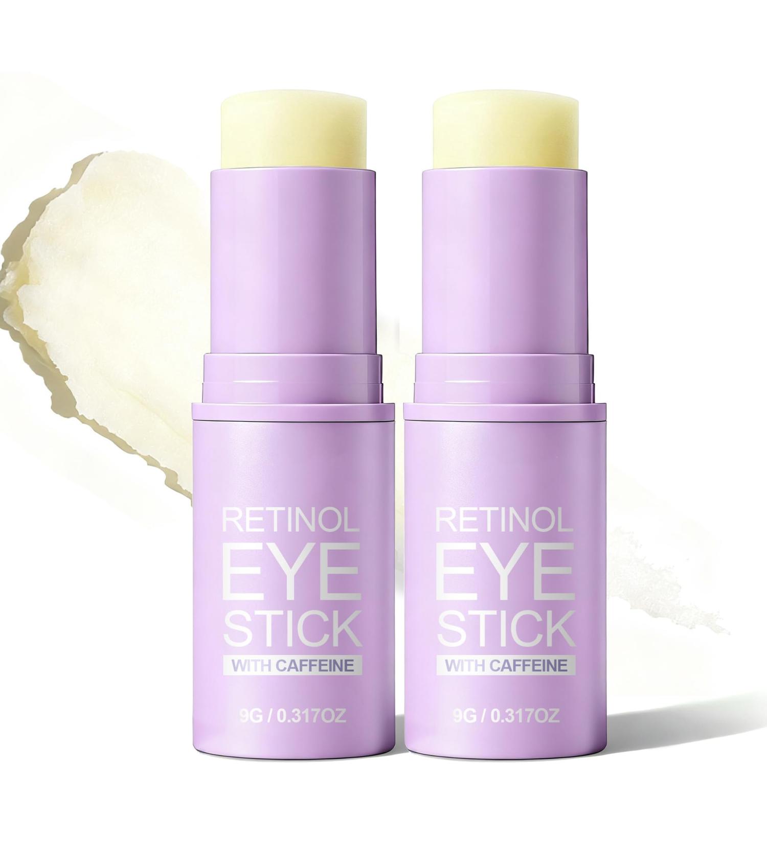 Retinol Eye Balm Stick with Caffeine & Peptides Under Eye Cream for Dark Circles and Puffiness Anti-Aging Treatment Reduces Fine Lines Firming Moisturize Skin 2 Pack 9G/0.317 OZ Each - Buy Online on GoSupps.com