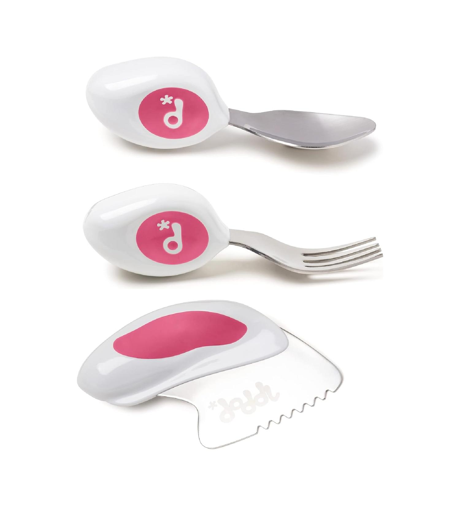 Doddl Toddler Self-Feeding Cutlery Set - Spoon, Fork & Knife | 12months+ (Magenta) - Buy Online on GoSupps.com