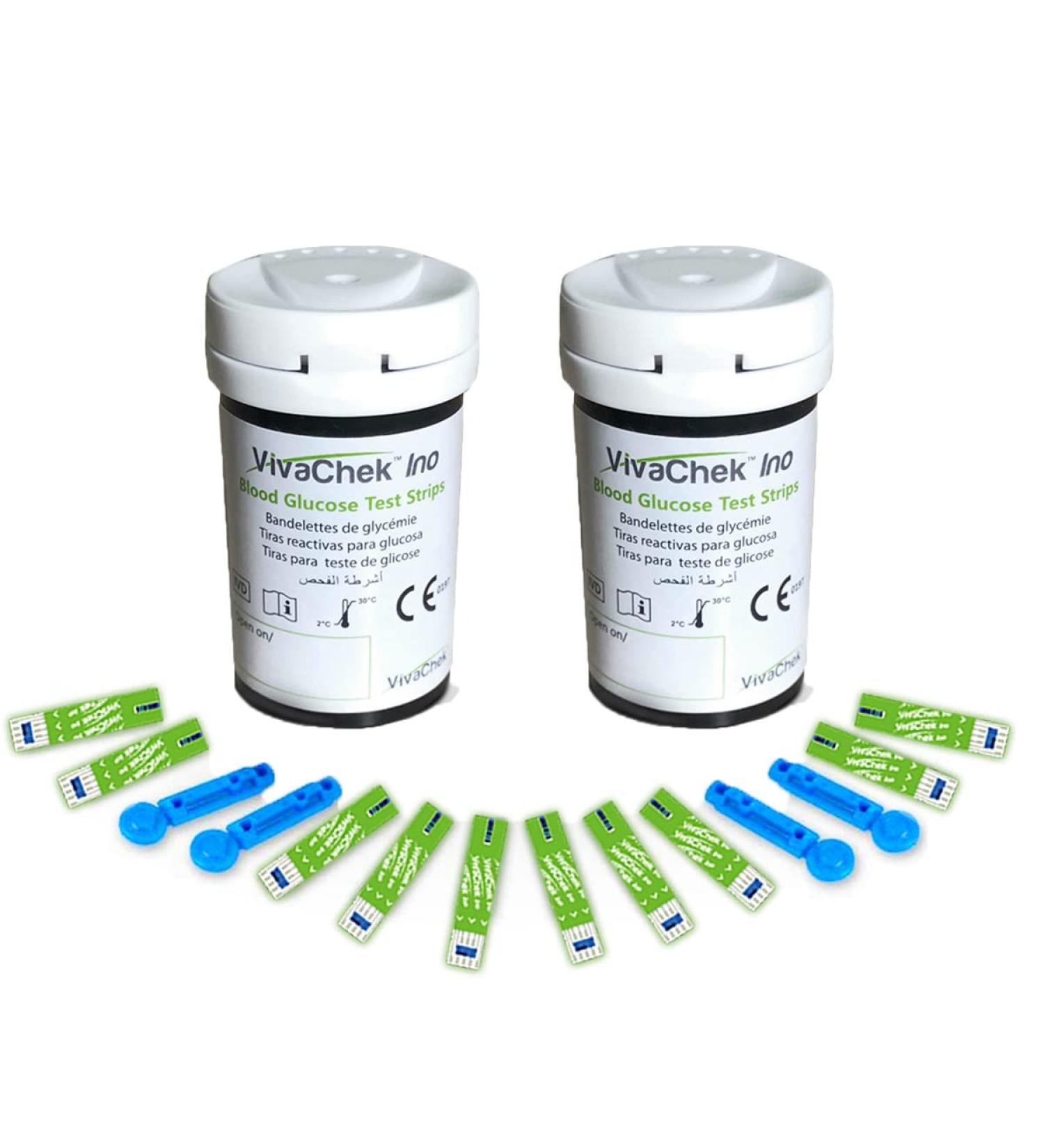 VivaChek Ino Diabete Test Strips x 100 + Lancets x 100 - No Coding Blood Glucose Test - UK Diabetics - VivaChek Ino - 100 strips - Buy Online on GoSupps.com
