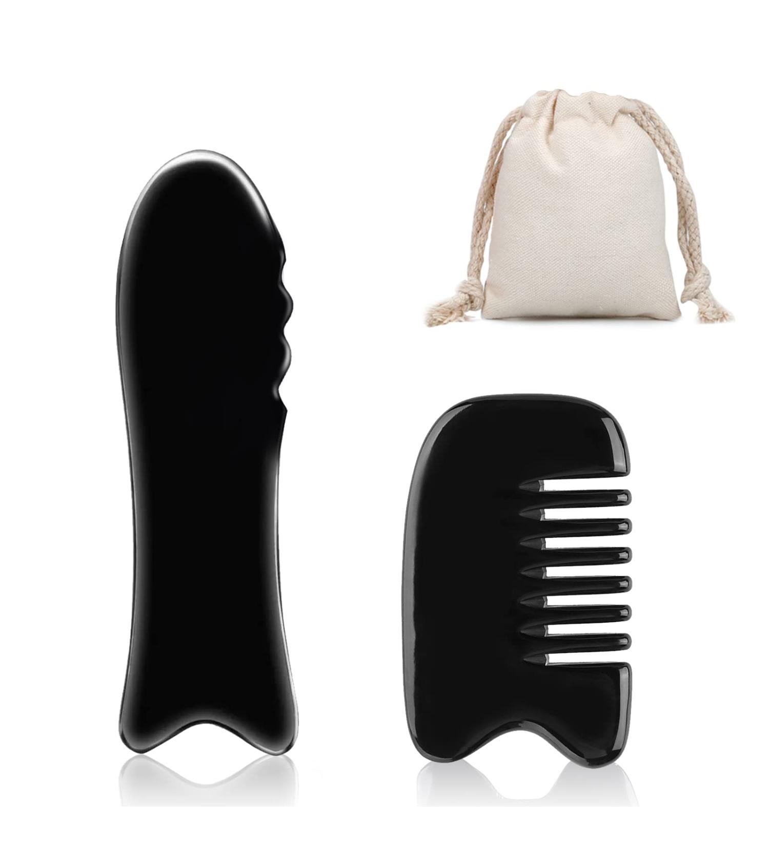 EQLEF Gua Sha Massage Tools Set - Horn Gua Sha Comb & Buffalo Horn Board for Relaxation & Skincare (2 Pieces) - Buy Online on GoSupps.com