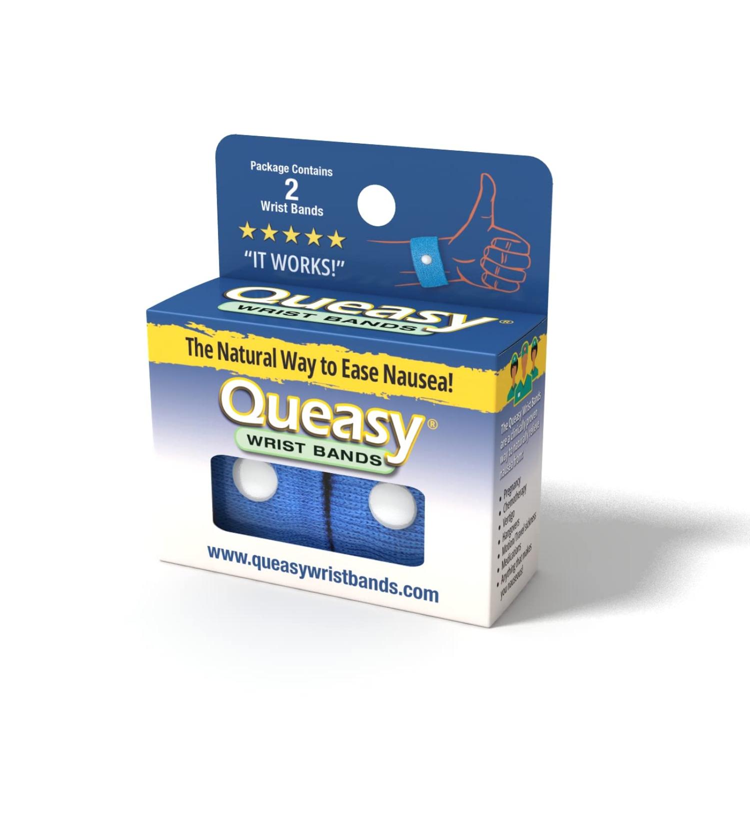 Three Lollies Queasy Anti-Nausea Wristbands - Nausea & Vomiting Relief - Acupressure Wristband - Blue - 1 Count - Buy Online on GoSupps.com
