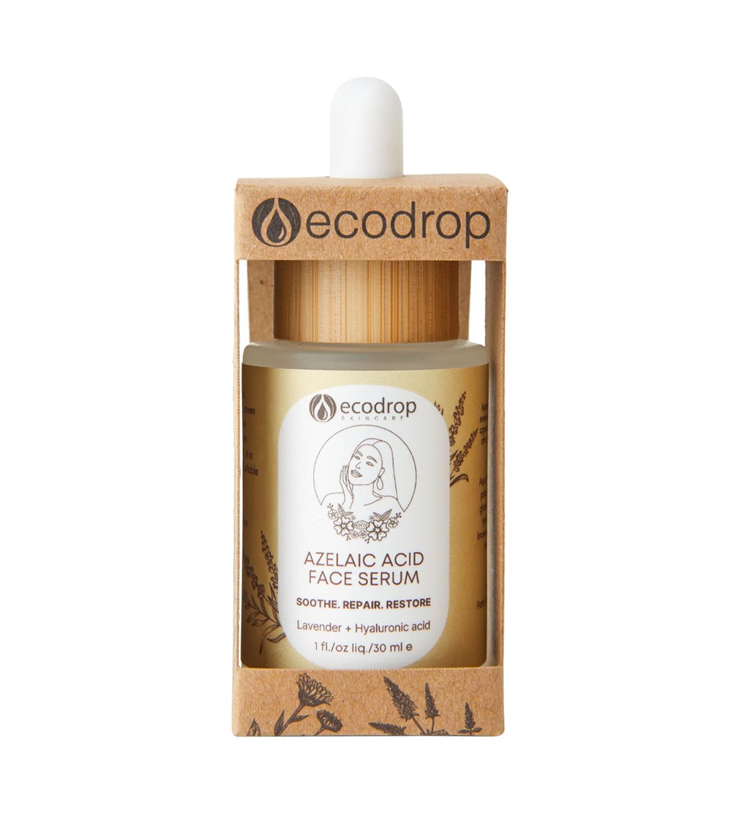 Ecodrop Azelaic Acid & Hyaluronic Acid Serum - 30ml | Daily Gentle Anti-Ageing Skincare for Face Reduces Acne Redness Dark Spot Blemishes & Brightens All Skin Types | Vegan & Cruelty-Free - Buy Online on GoSupps.com
