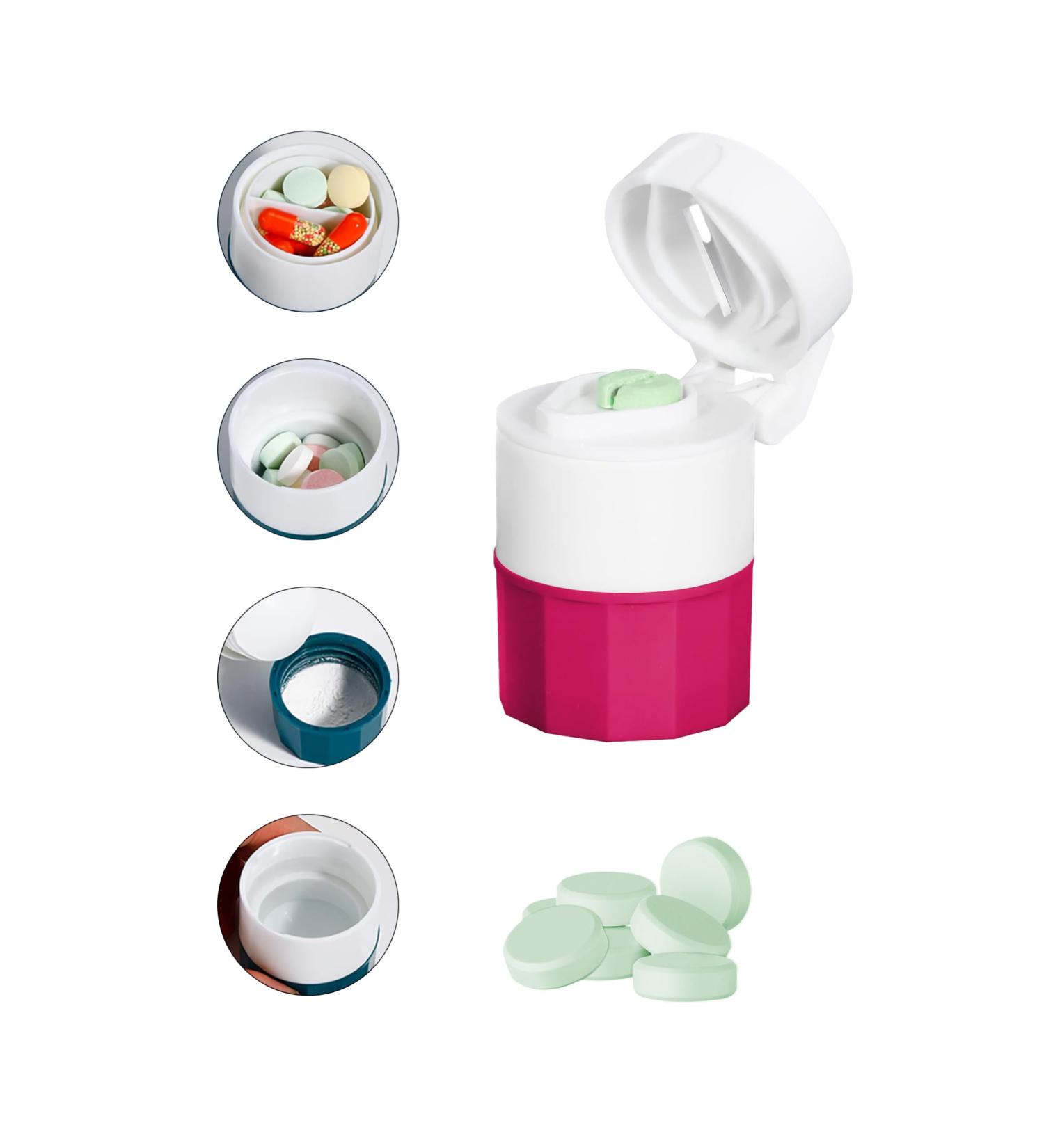 Culacos 3 in 1 Tablet Splitter Cutter & Crusher - Pink | Efficient & Convenient Tablet Management - Buy Online on GoSupps.com