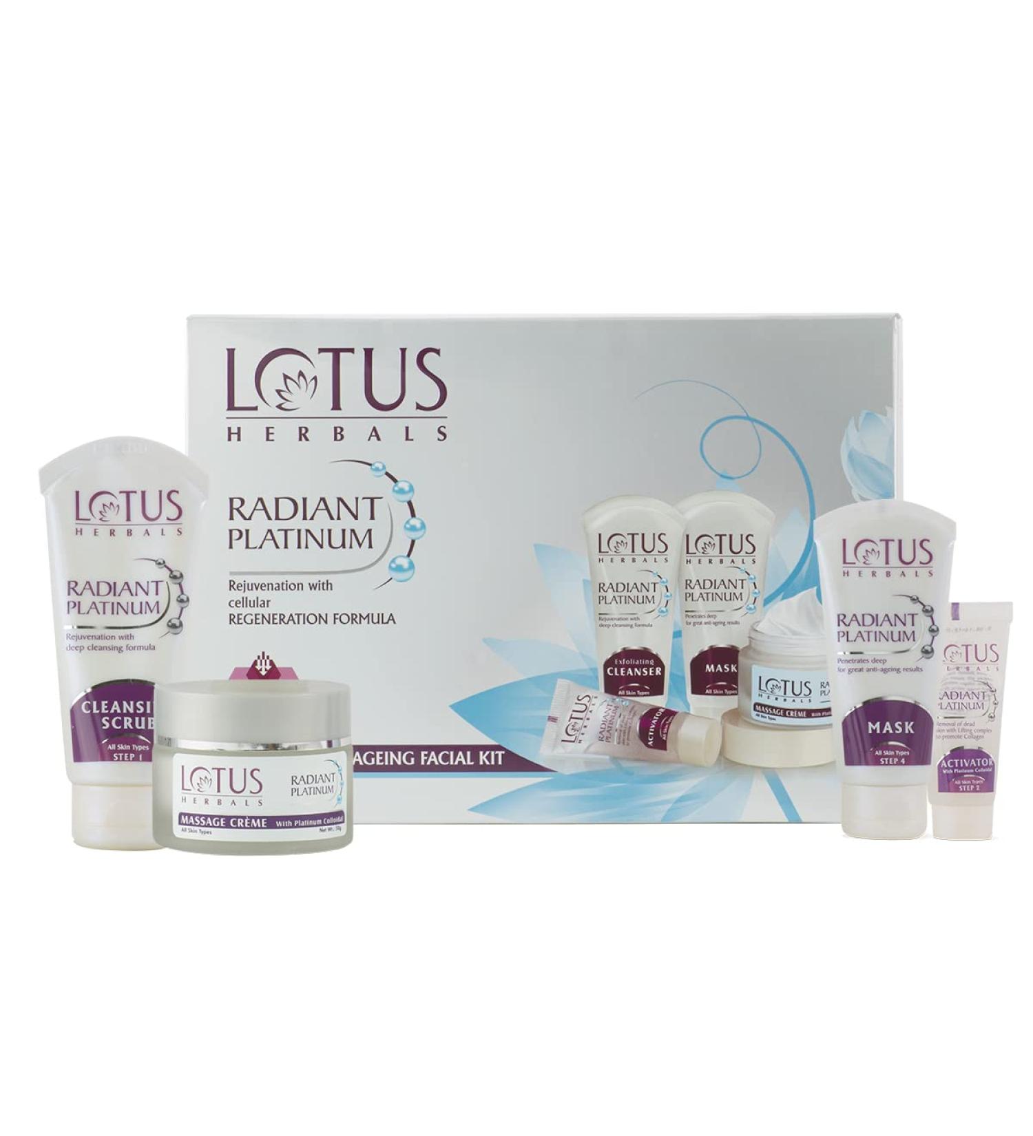 Lotus Herbal Radiant Platinum Cellular Anti-Ageing Facial Kit - Reveal Youthful Skin - Buy Online on GoSupps.com