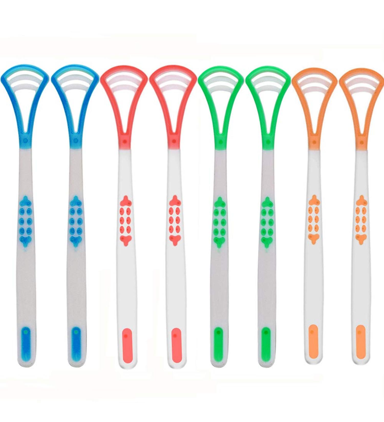 8 Pack Double-Sided Tongue Scraper Plastic Cleaner for Bad Breath Reduction - Oral Care Tool - Buy Online on GoSupps.com