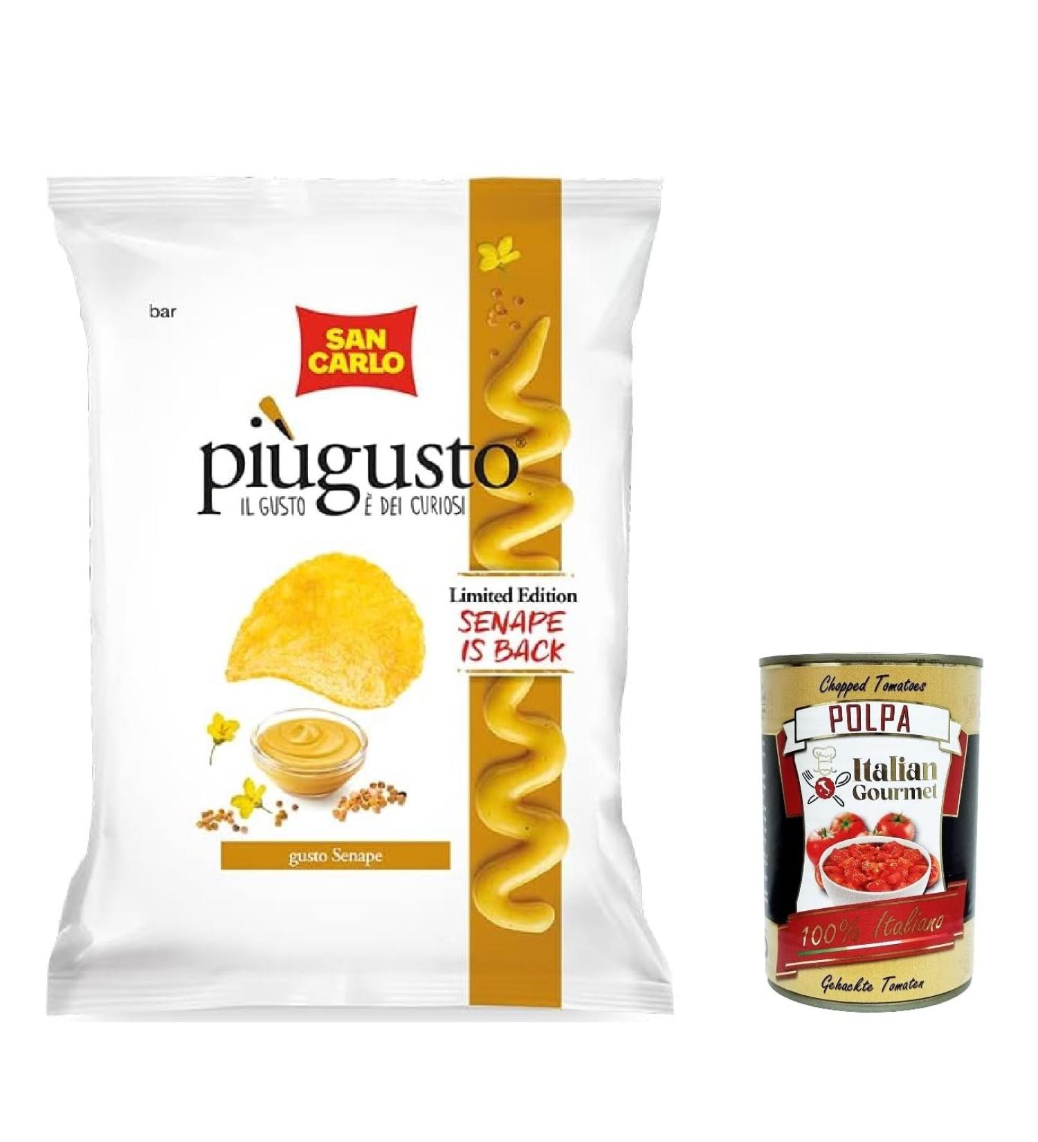  Italian Gourmet E.R. 3 x San Carlo Pi Gusto Potato Chips with Mustard Flavor 150g limited edition + gourmet Italian pulp 400g - Buy Online on GoSupps.com