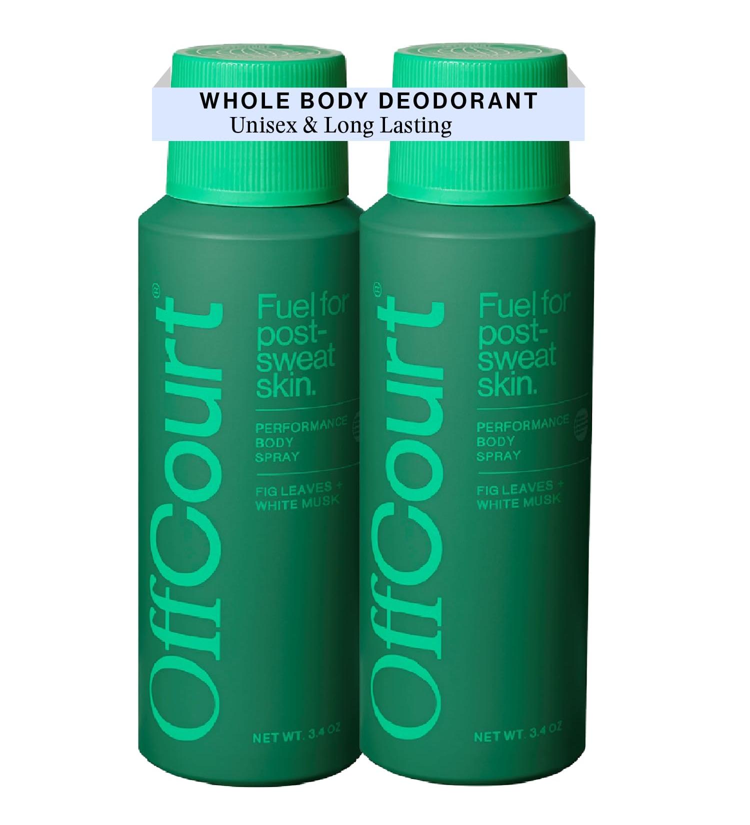 OffCourt - Natural Deodorant Body Spray for Men and Women - Aluminum Free - Whole Body Deodorant for Women and Men - Medium-Bodied Fig Leaves and White Musk Scent 3.4 Ounce (Pack of 2) Fig Leaves + White Musk 3.4 Ounce (Pack of 2) - Buy Online on GoSupps.com