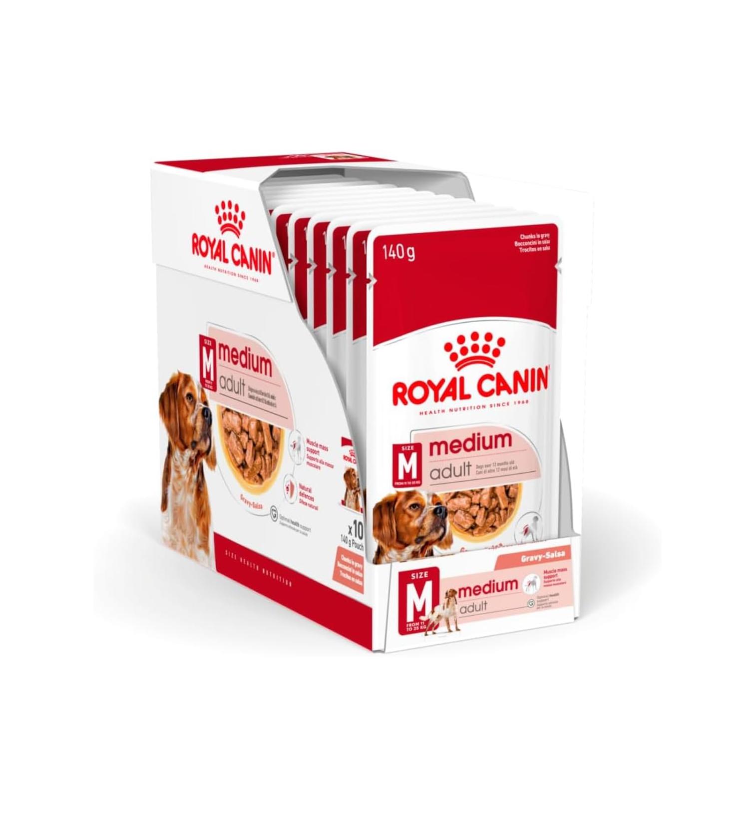 Royal Canin Medium Adult Wet Dog Food Pouches 10 x 140g - Buy Online on GoSupps.com
