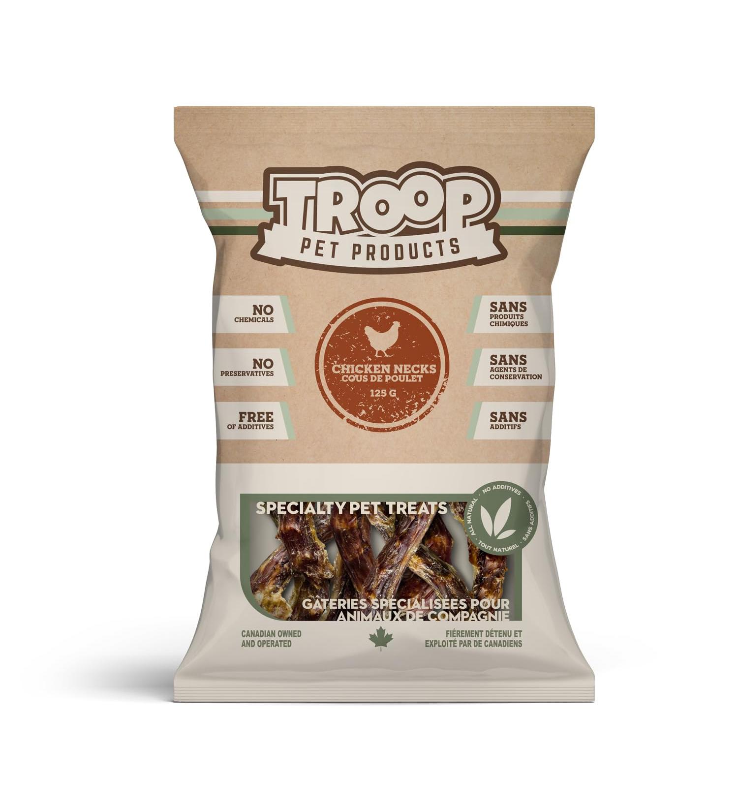 Troop Pet Products Chicken Necks Fully Natural Single Ingredient Canadian Dehydrated Training Treat (125g) 114 g (Pack of 1) - Buy Online on GoSupps.com
