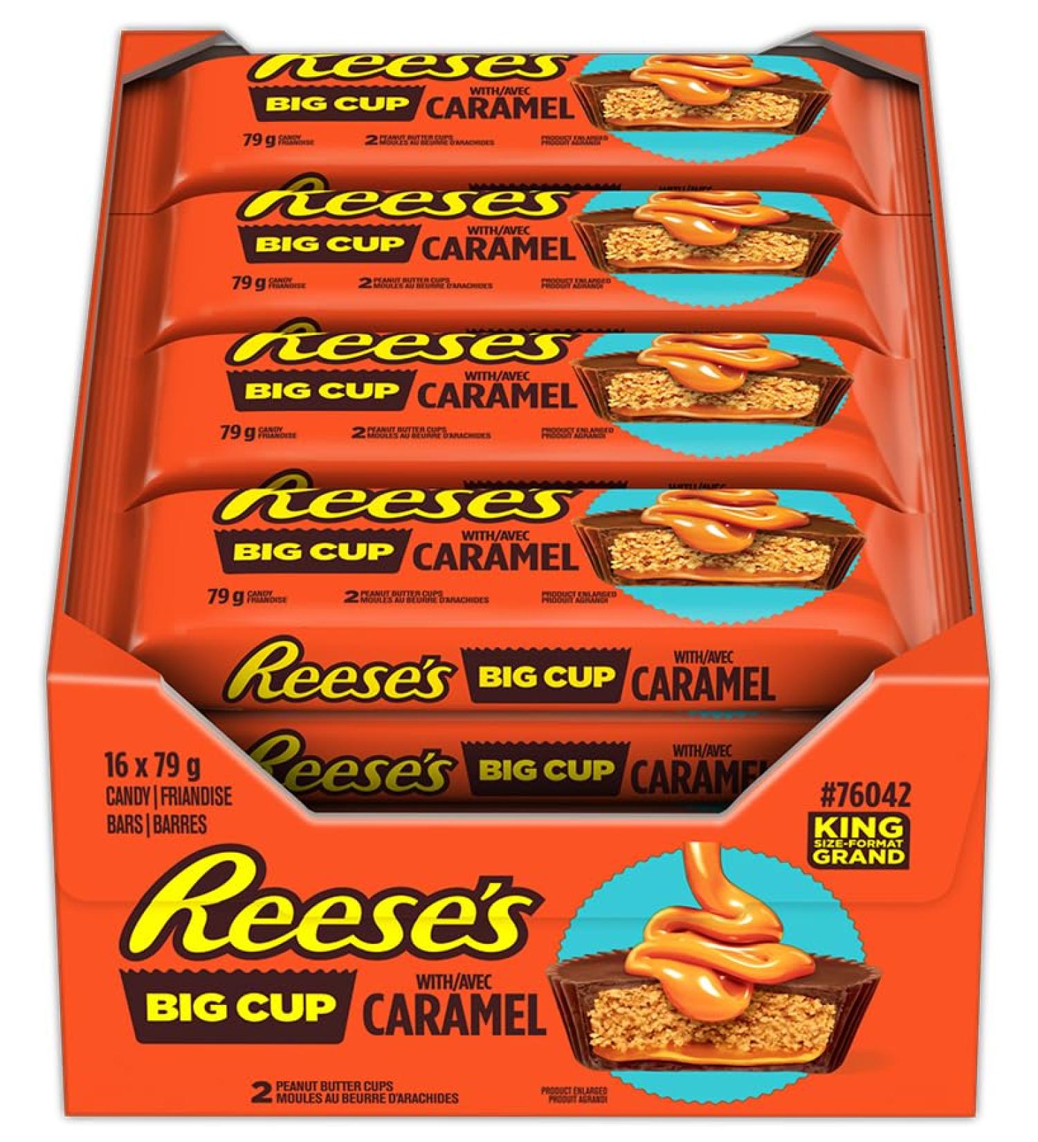 REESE'S Big Cup with Caramel Box Set Holiday Candy Reese's Candy Chocolate Candy Candy for Kids Bulk Bag 79g (Pack of 16) - Buy Online on GoSupps.com