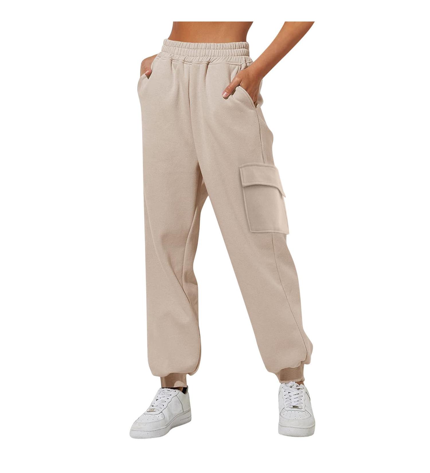 Women Comfy Gym Sport Joggers Sweatpant Drawstring High Waisted Trouser Causal Cycling Pant Jogging Bottoms Lounge Wear 3546-djufh-b-beige M - Buy Online on GoSupps.com