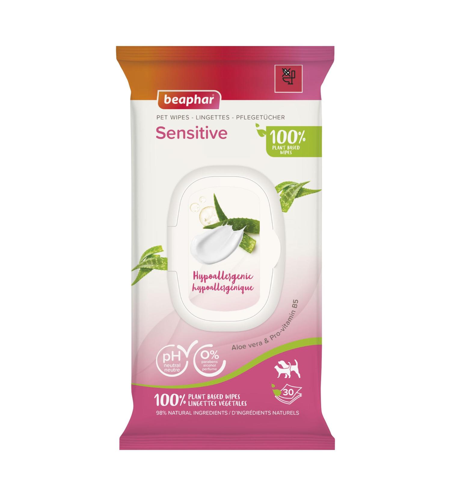 Beaphar Sensitive Wipes for Dogs & Cats - 30 Pieces | Gentle Pet Care for Allergies & Sensitive Skin - Buy Online on GoSupps.com