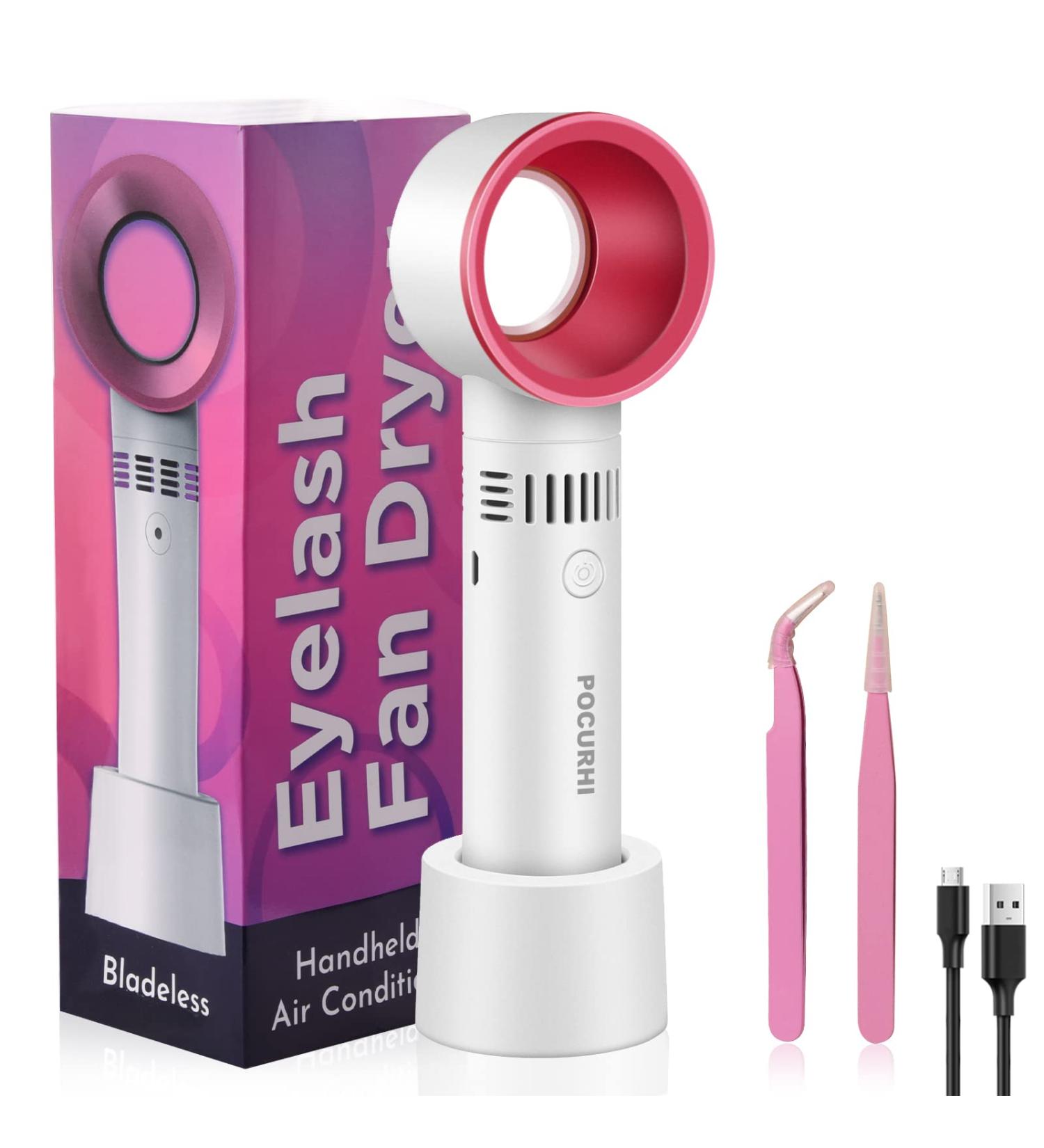 Portable USB Rechargeable Eyelash Fan Dryer with Tweezers - White - Buy Online on GoSupps.com