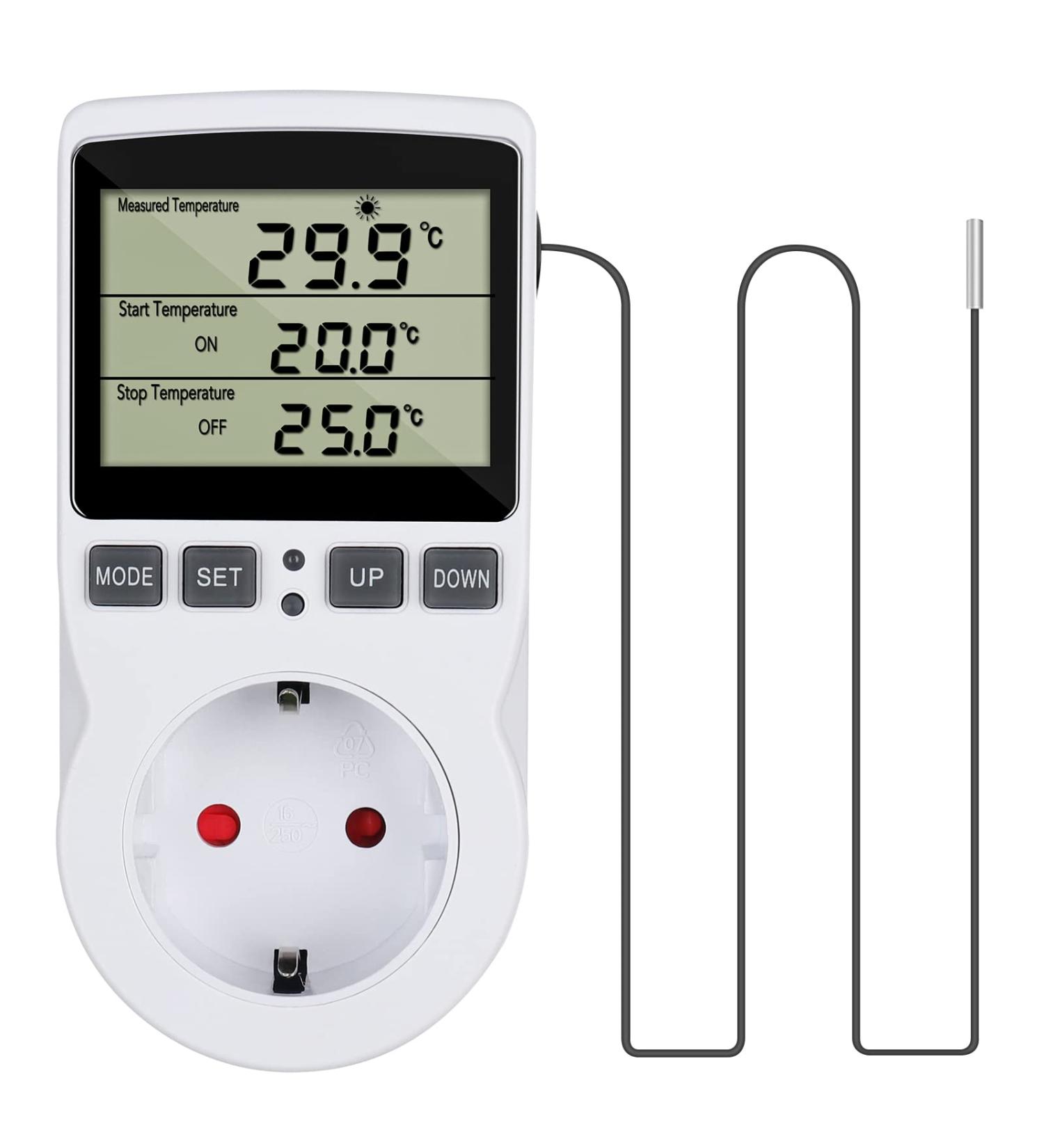 Buy CJBin 230V Temperature Controller Socket - Digital Thermostat with Timer & Probe for Greenhouse Terrarium Aquarium Heating & Cooling - Buy Online on GoSupps.com