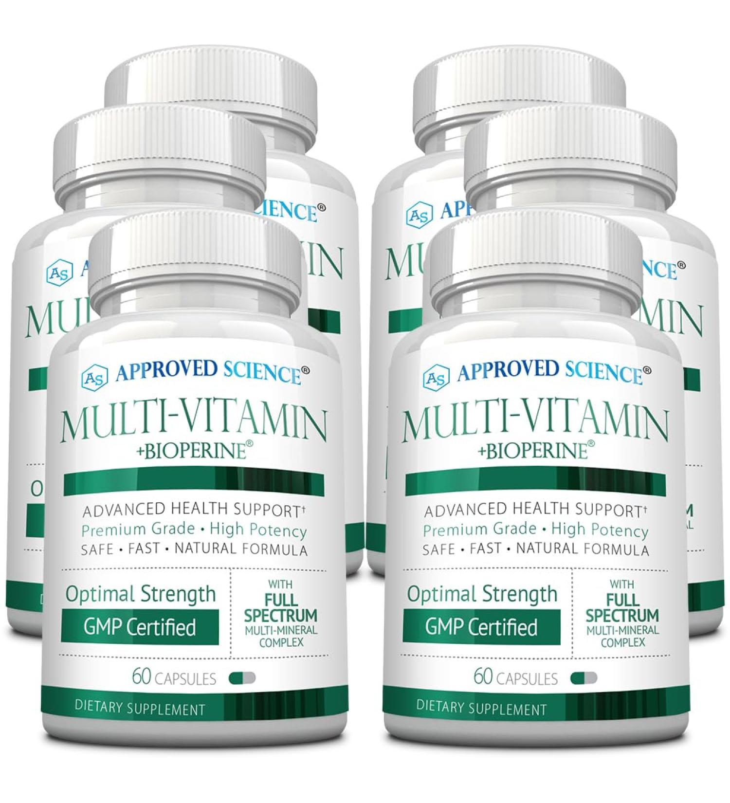 Approved Science Multi-Vitamin - with Full-Spectrum B-Vitamins, Green Tea, Lutein, Lycopene, Zeaxanthin, BioPerine - 360 Capsules - 6 Month Supply - Buy Online on GoSupps.com