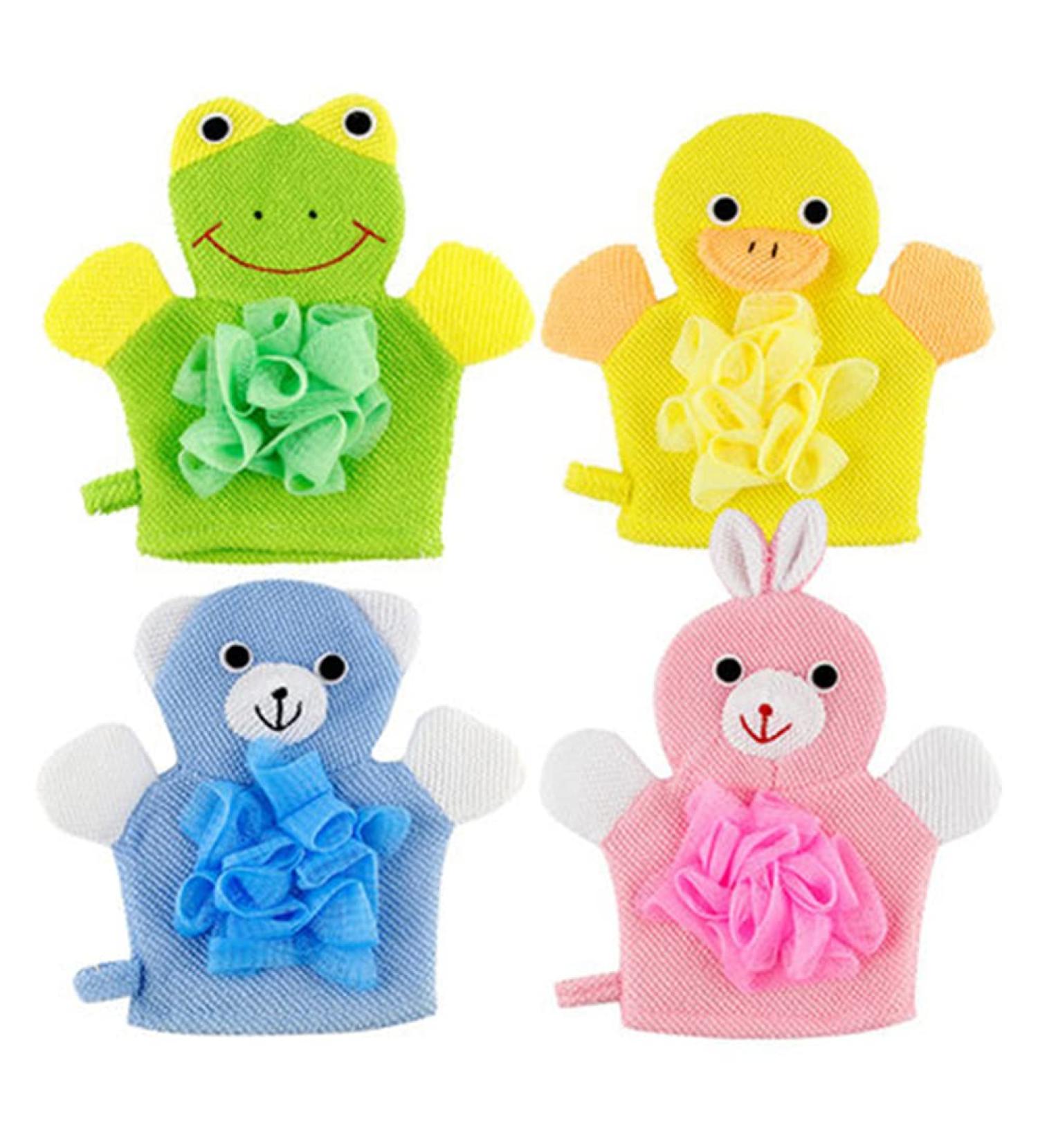 EXCEART 4pcs Kids Wash Gloves Bath Sponge Mitt Set - Children's Puppet Shower Loofah Gloves - Buy Online on GoSupps.com