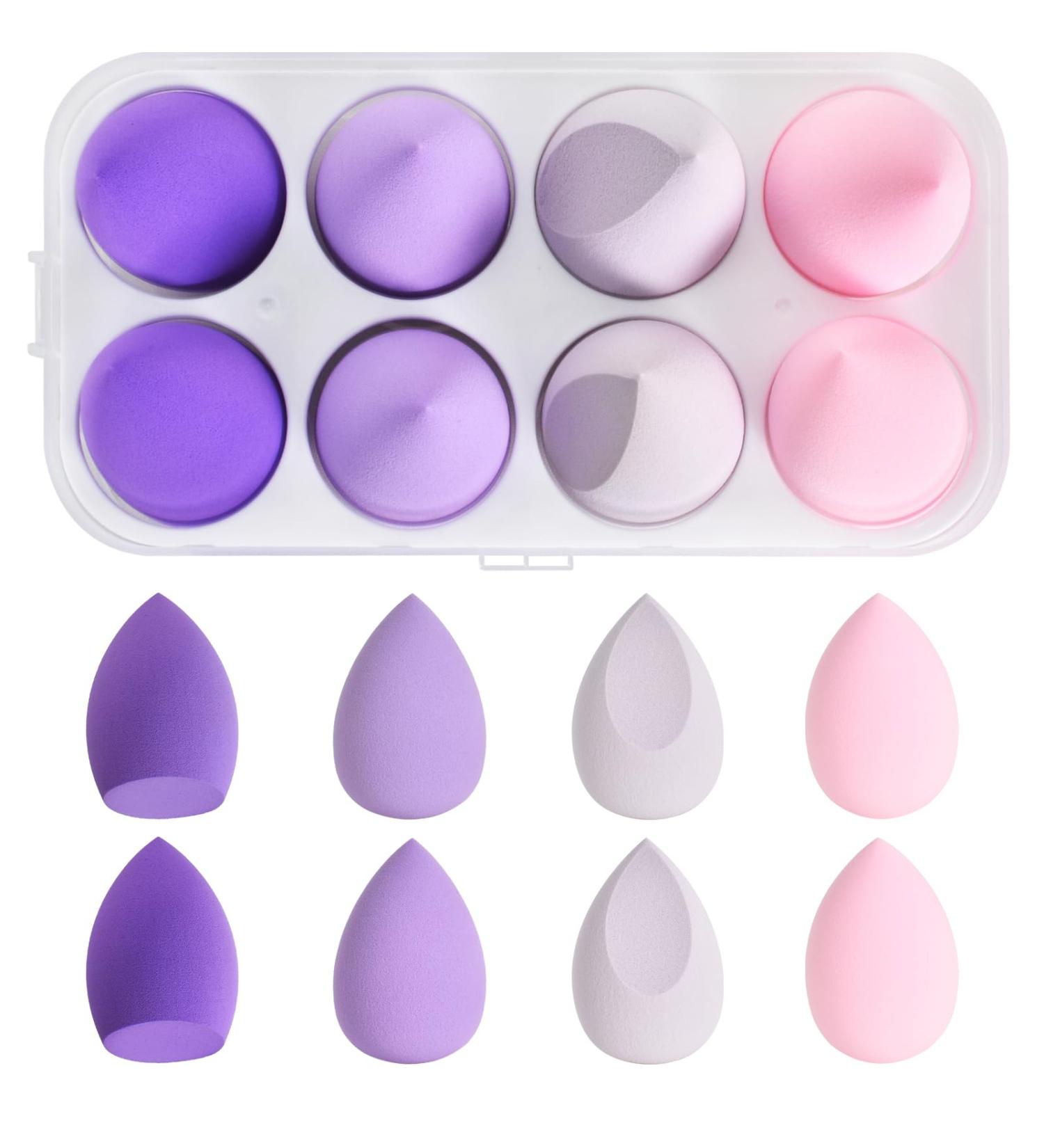 8-Piece Makeup Sponge Set | Flawless Foundation Blending Blenders for Liquid & Cream - Perfect Gift for Women (Purple) - Buy Online on GoSupps.com