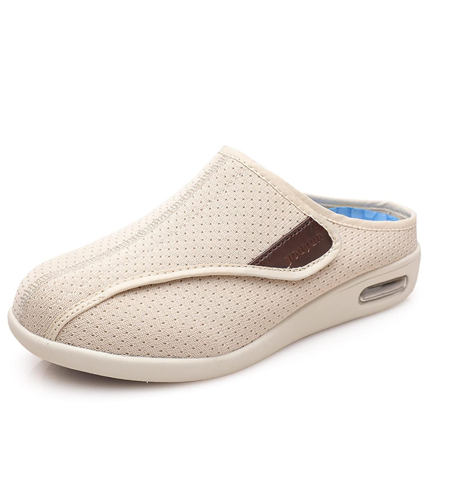 Shop Diabetic Shoes for Men - Wide Width Summer Air Cushion Slip-ons | Comfortable Orthopedic Walking Shoes in Beige - Buy Online on GoSupps.com