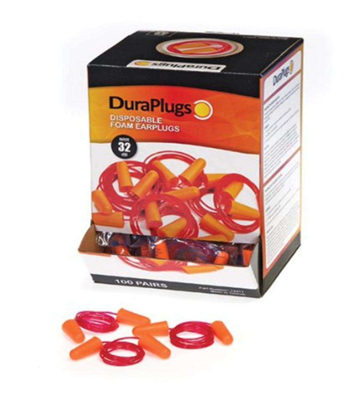 Liberty Glove & Safety 14311 DuraPlug Corded Disposable Foam Earplug with 32 dB NRR  Orange (Case of 100 Pairs) Pack of 1