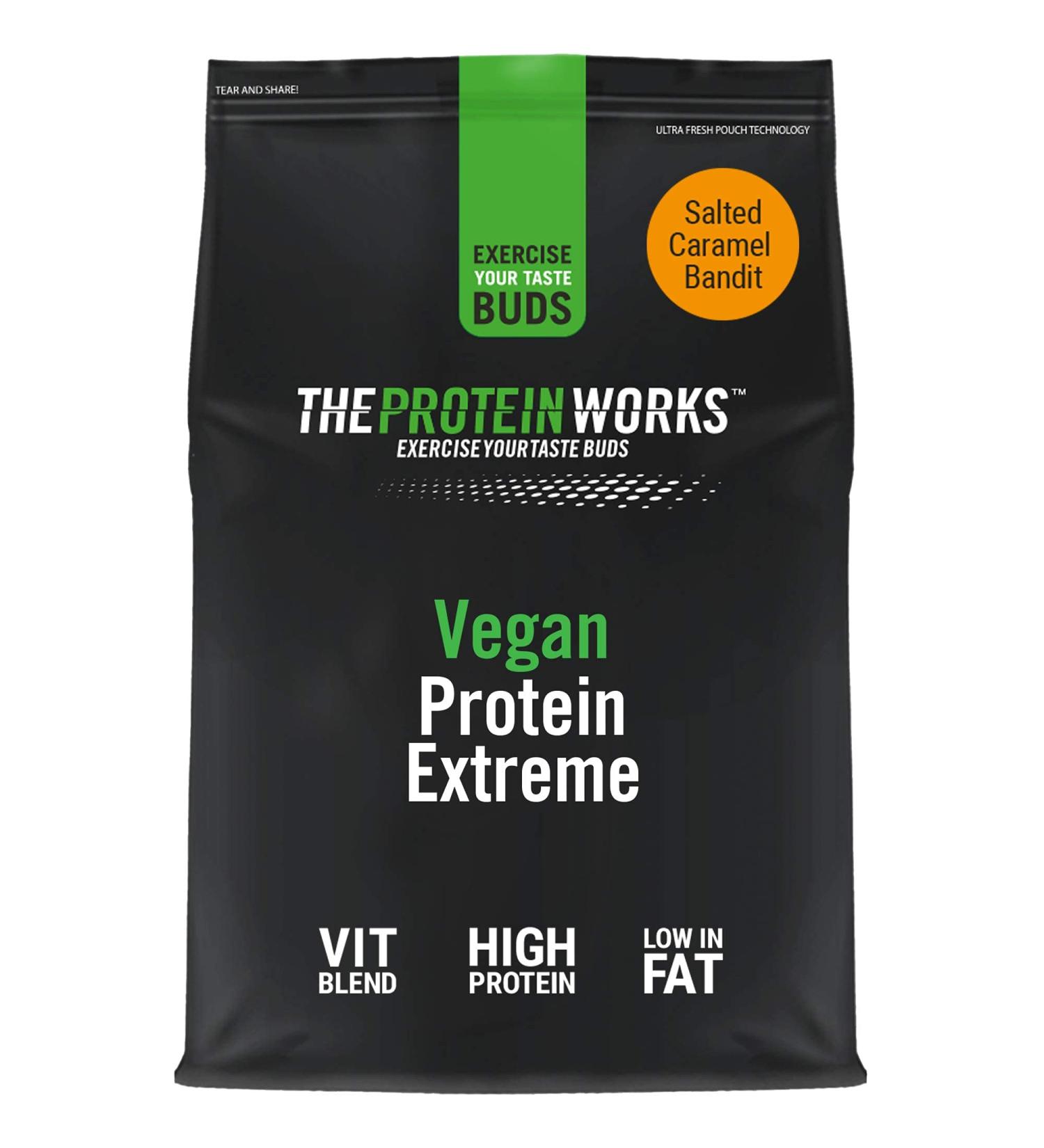 Protein Works - Vegan Protein Extreme | 29g Plant Based Protein | Added Vitamin Blend | 14 Servings | Salted Caramel Bandit | 500g Salted Caramel Bandit 500g
