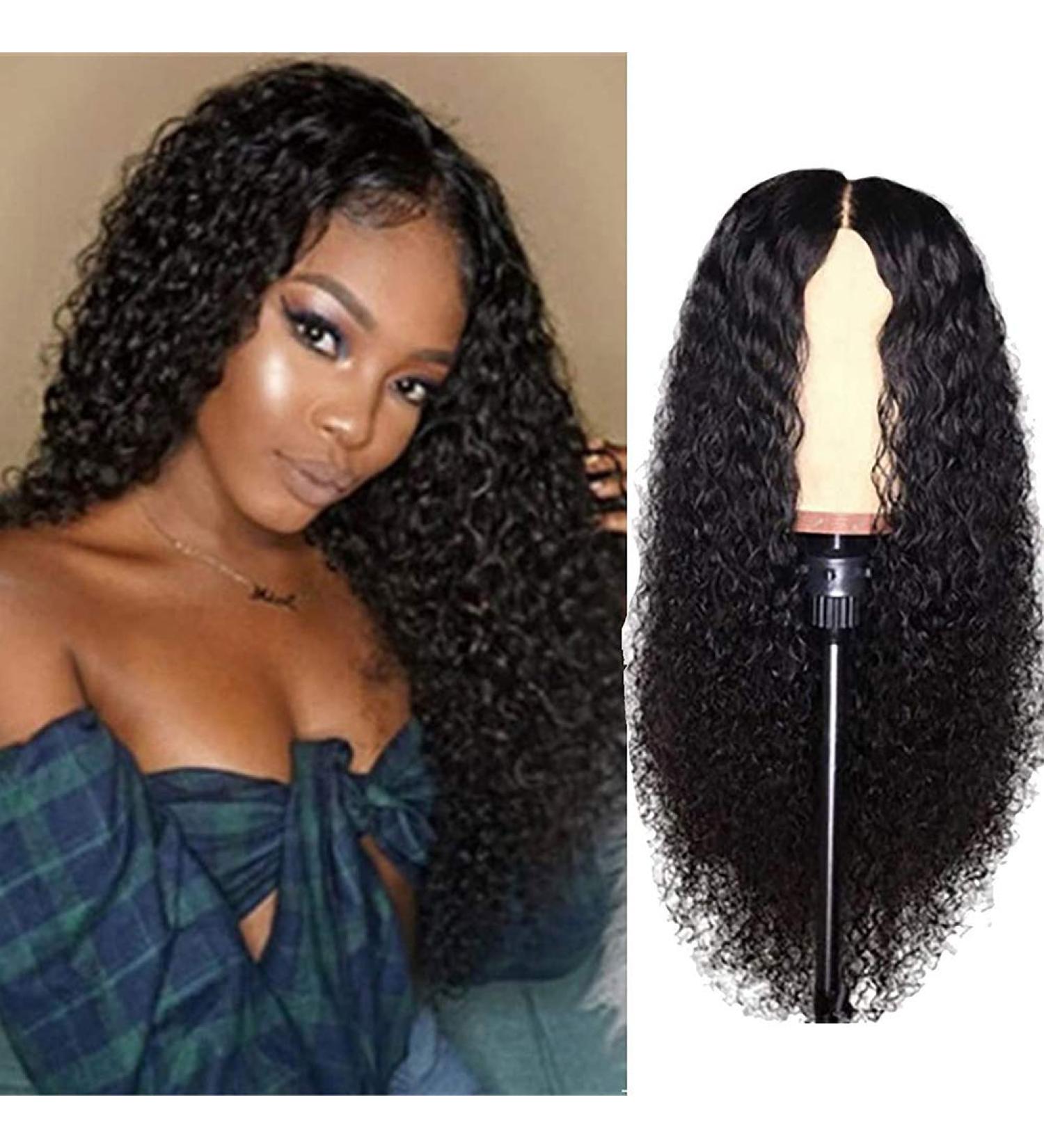 Tianbi 61 cm Curled Wig - Long Loose Lace Closure Brazilian Curly Front Wig for Black Women | Heat-Resistant Virgin Hair - Buy Online on GoSupps.com