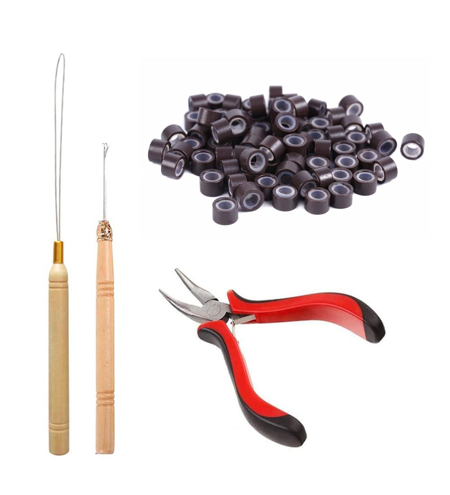 Orgrimmar Hair Extension Tool Kit | 500 PCS Micro Silicone Rings & Bead Device for Professional Styling - Dark Brown - Buy Online on GoSupps.com
