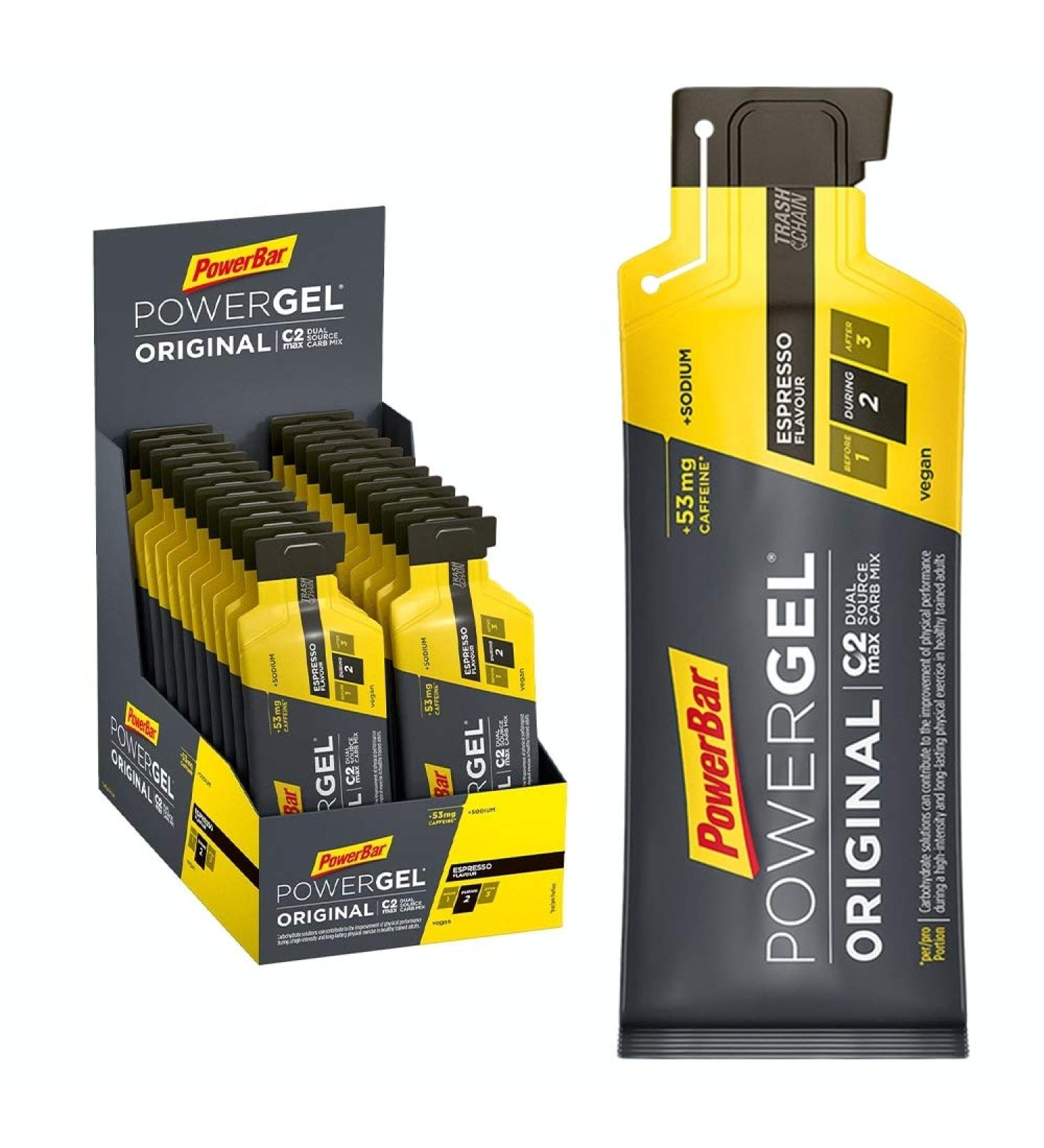 PowerBar PowerGel Original Espresso - 24x41g High Carb Energy Gel with C2MAX & 53mg Caffeine - Ideal for Athletes & Endurance Sports - Buy Online on GoSupps.com