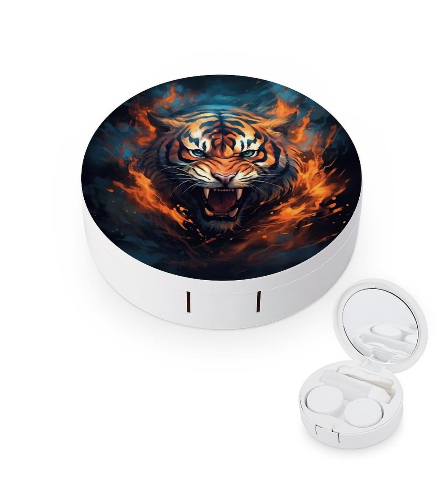 Tiger Contact Lens Case with Mirror - Portable Cute Eye Contact Lens Box Travel Kit for International Shipping - Buy Online on GoSupps.com