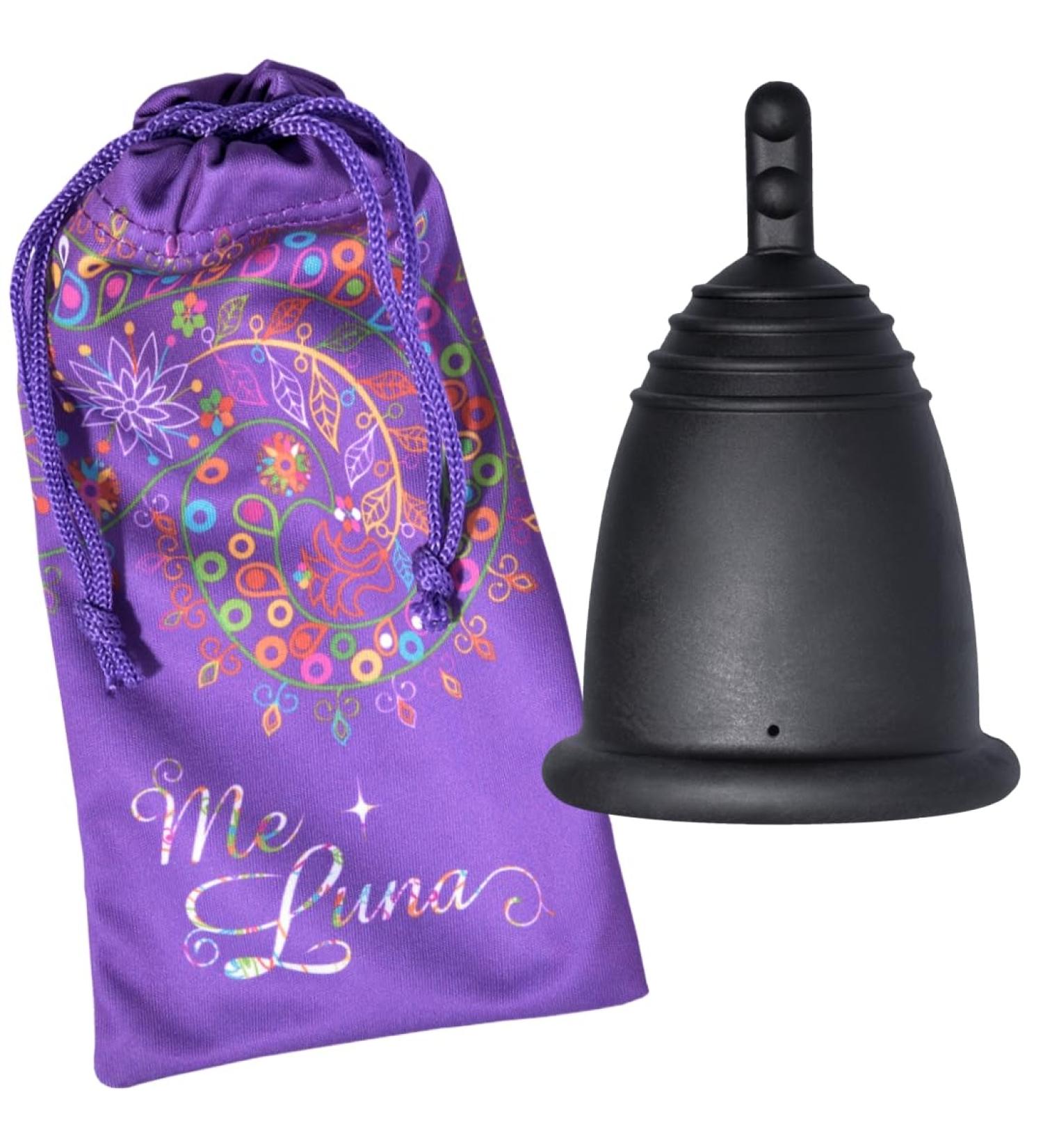 Me Luna Menstrual Cup Classic - Black Size L with Handle | Eco-Friendly Period Solution - Buy Online on GoSupps.com