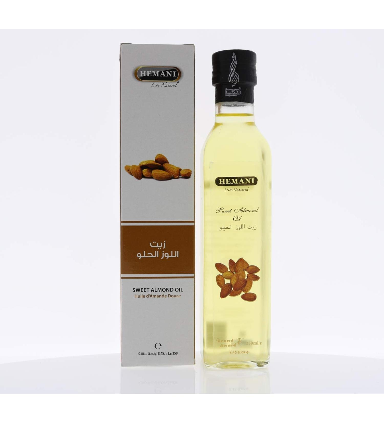 Hemani Sweet Almond Oil 100% Pure Cold Pressed for Hair, Skin & Nails - 8.5 FL OZ - Buy Online on GoSupps.com