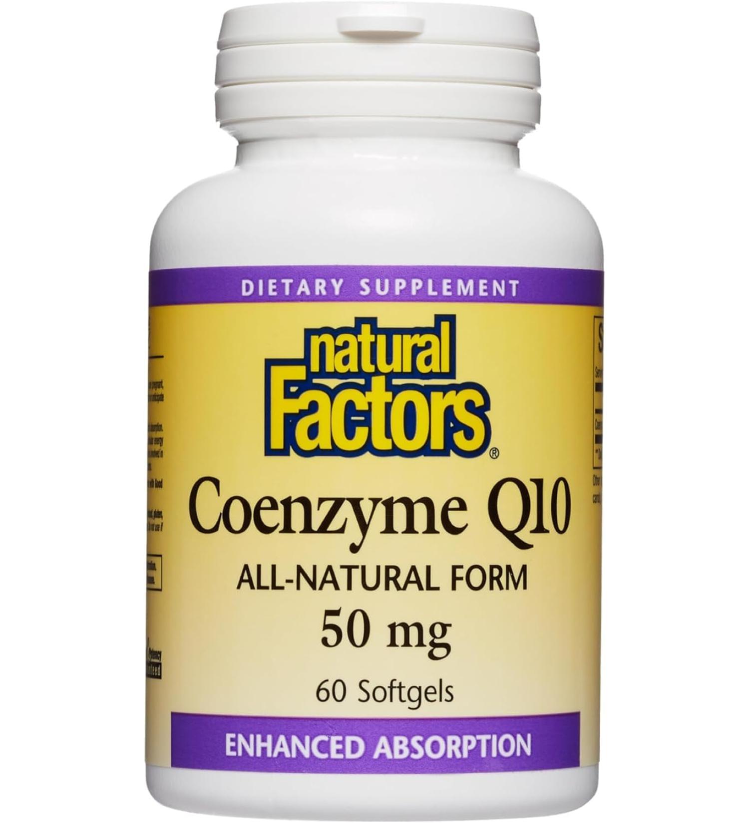 Buy Natural Factors Coenzyme Q10 50 mg - Energy Heart & Cognitive Support - 60 Softgels - International Shipping - Buy Online on GoSupps.com