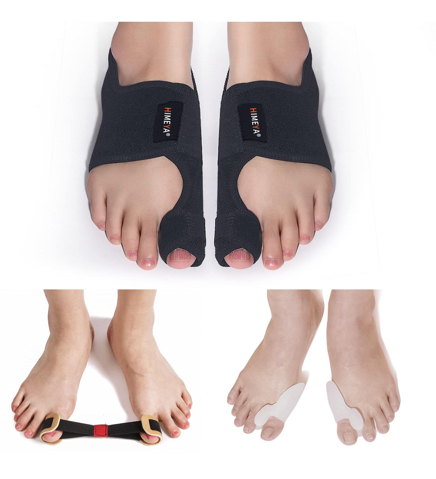 Bunion Corrector Brace for Men and Women - Hallux Valgus Splint Pads with Toe Separators and Straightener - Black - Buy Online on GoSupps.com