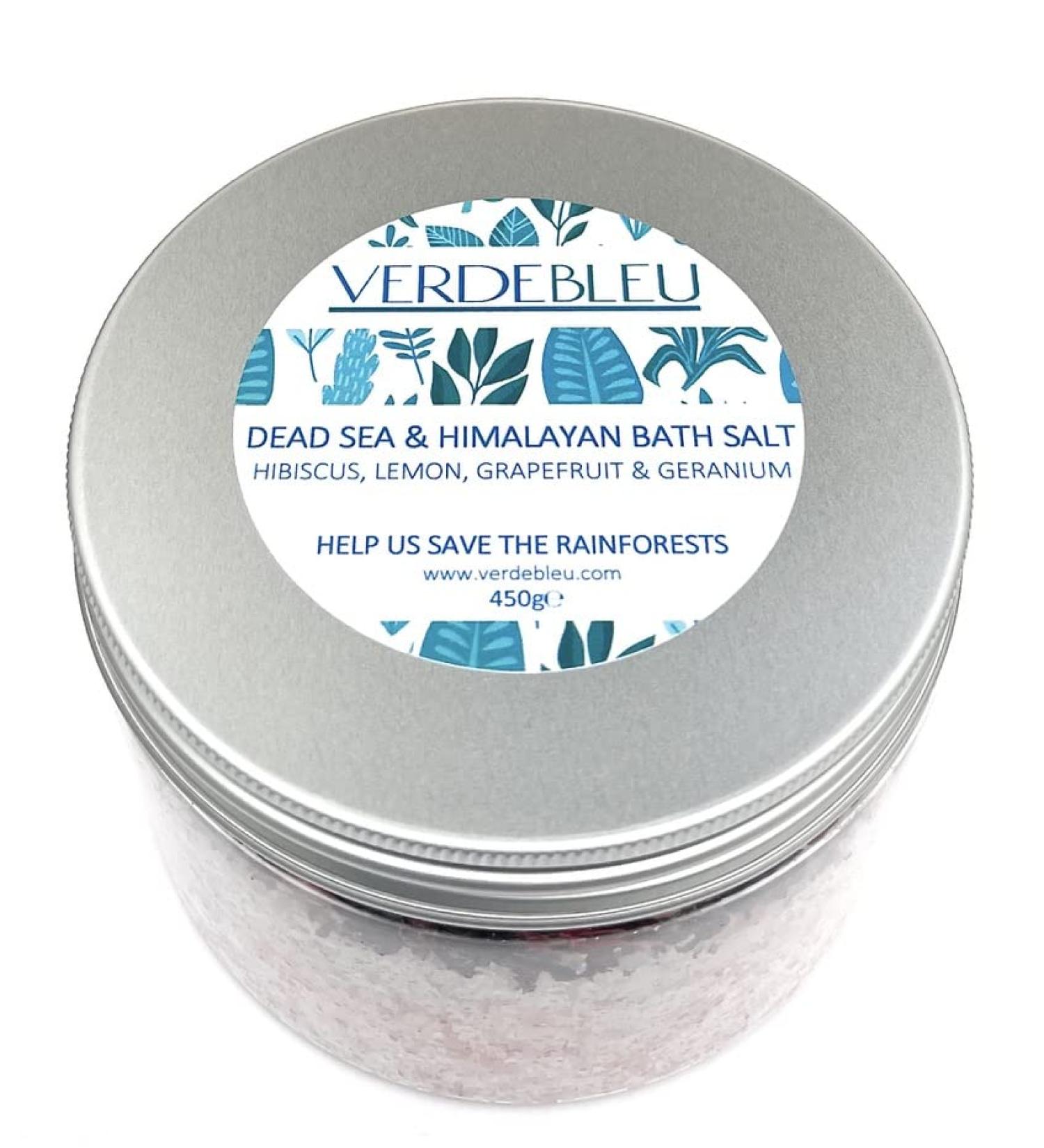 Verdbleu Naturals: 100% Organic Bathing Salt - Himalayan & Totes Sea Salt with Hibiscus & Citrus | Eco-Friendly & 5% to Rainforest Conservation | 450g - Buy Online on GoSupps.com