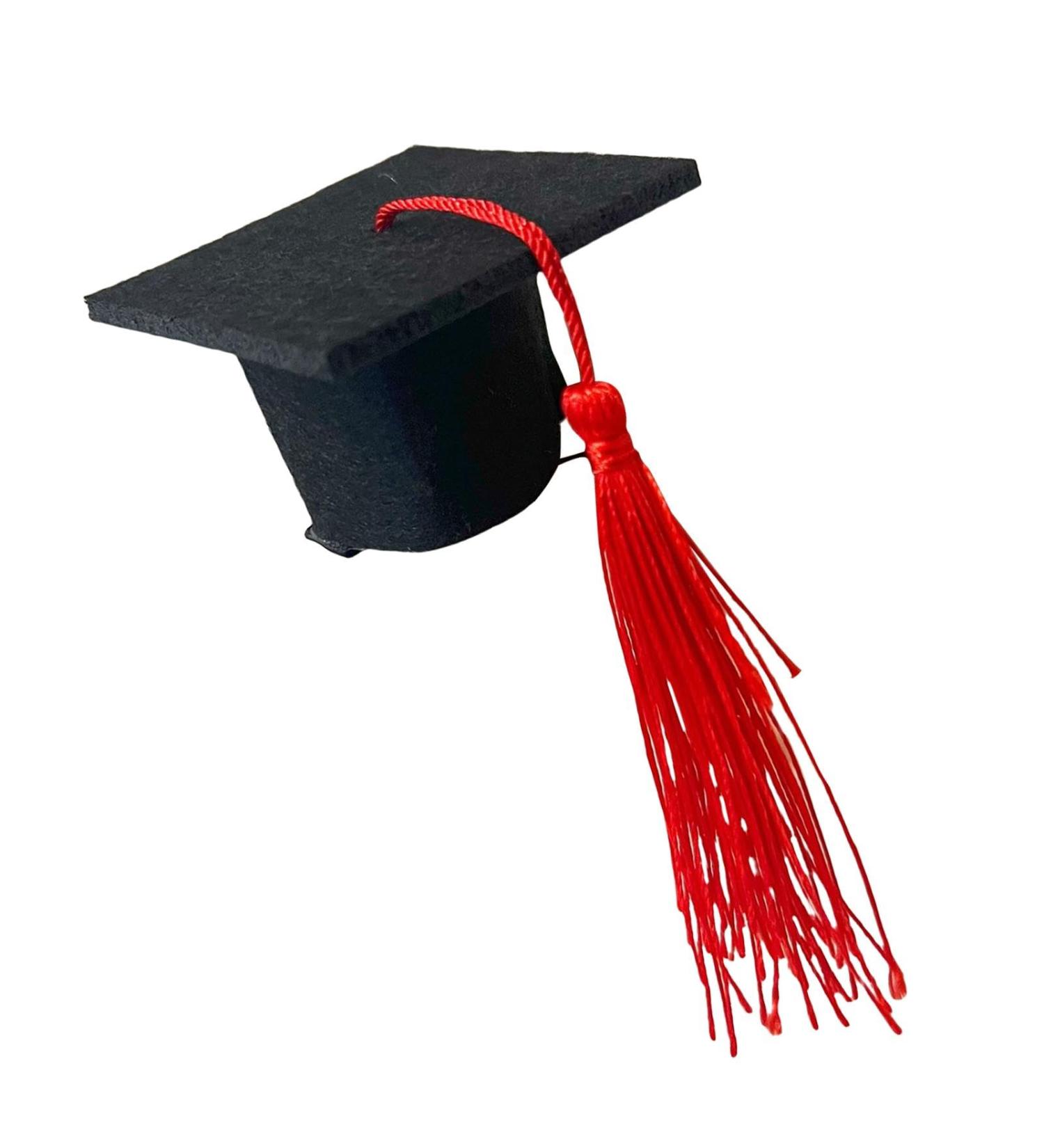 Toseky Graduation Hat Headband | 3D Doctoral Hat Hairpin Graduation Hat Hairpins Hat Inserts Graduation Accessories for Women Men Red - Buy Online on GoSupps.com